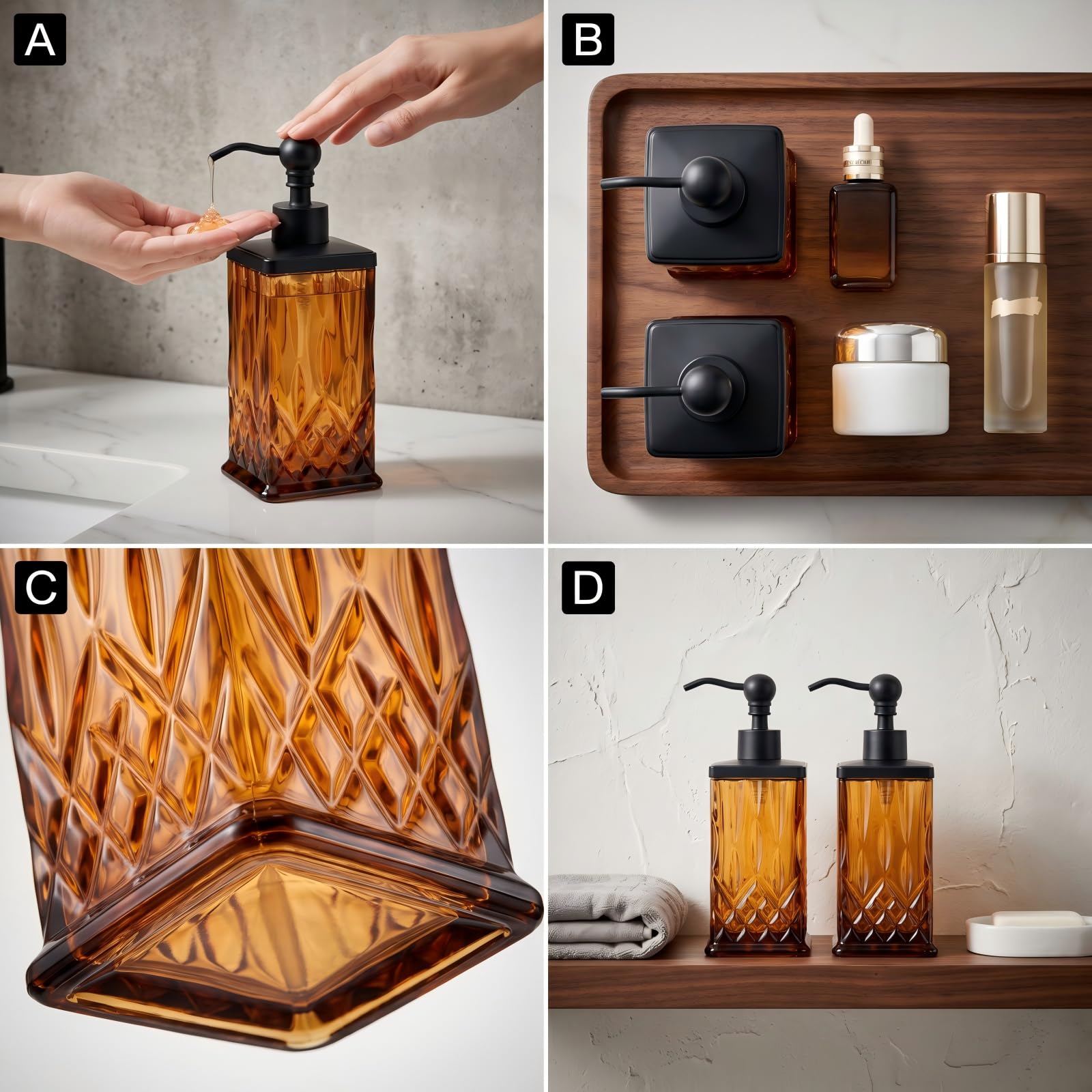 2 Pack 10Oz Amber Soap Dispenser (2 Count)