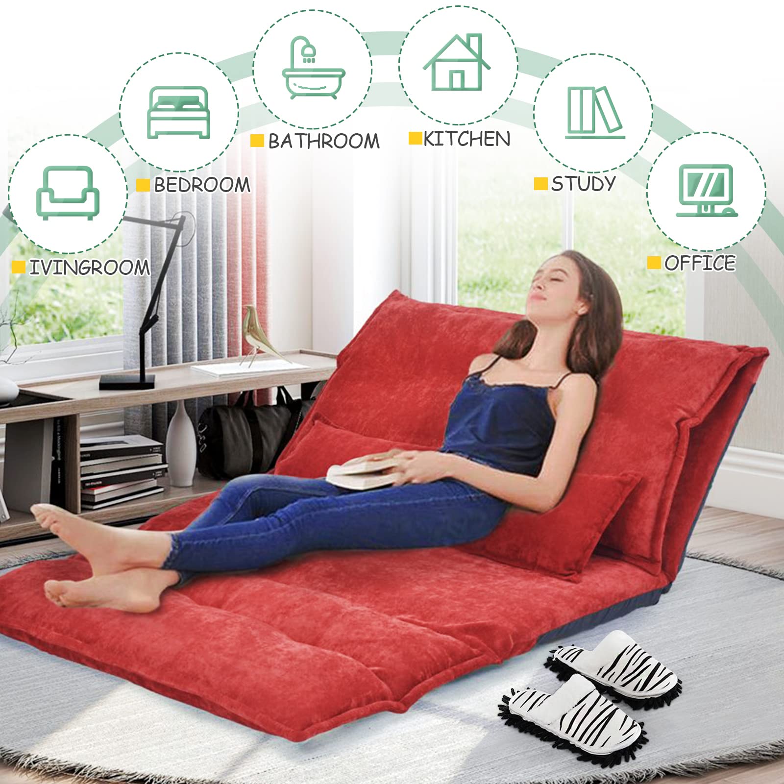 Detachable Microfiber Mop Slippers Floor Dust Cleaning for House