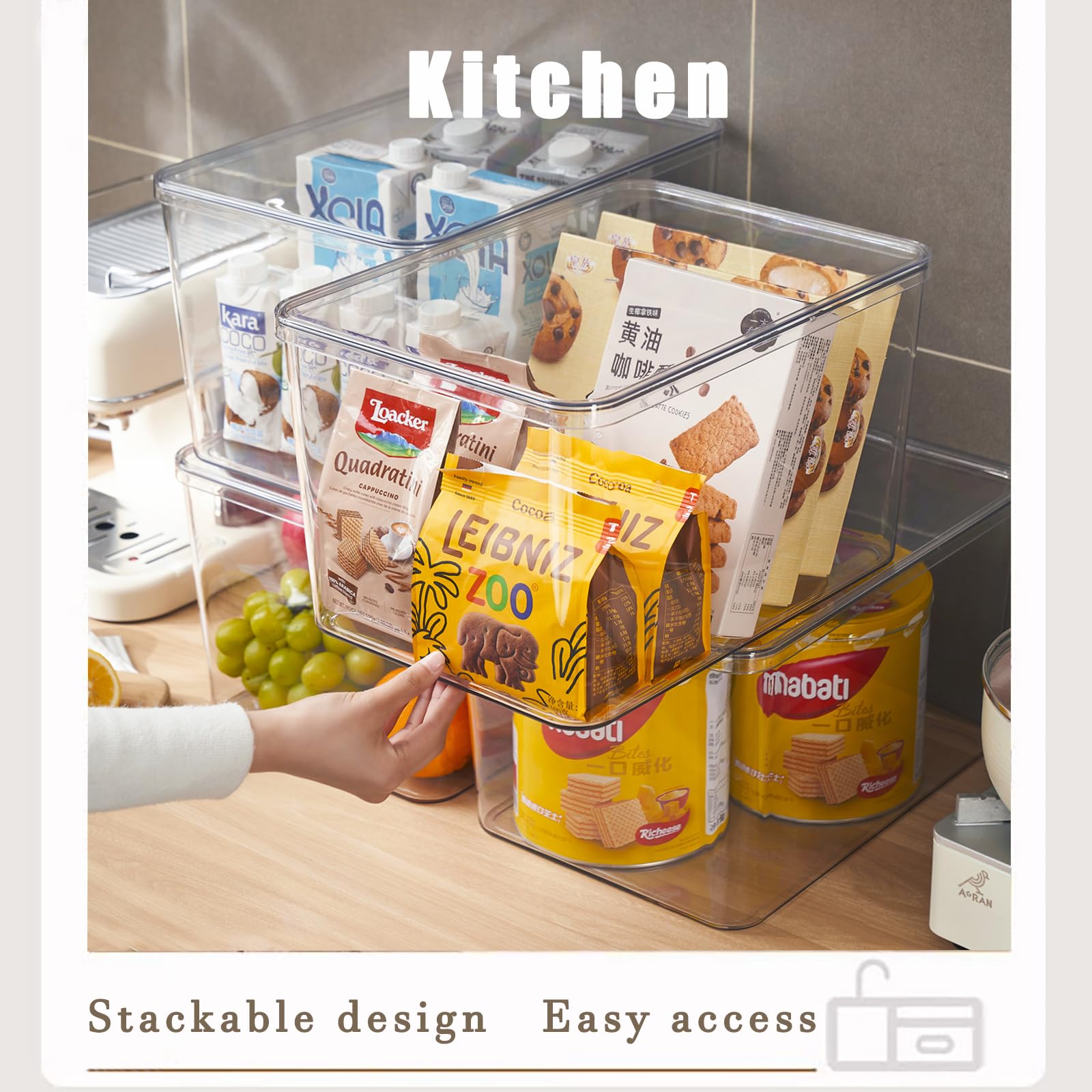 Clear plastic storage bins with LIDS (3 Count)