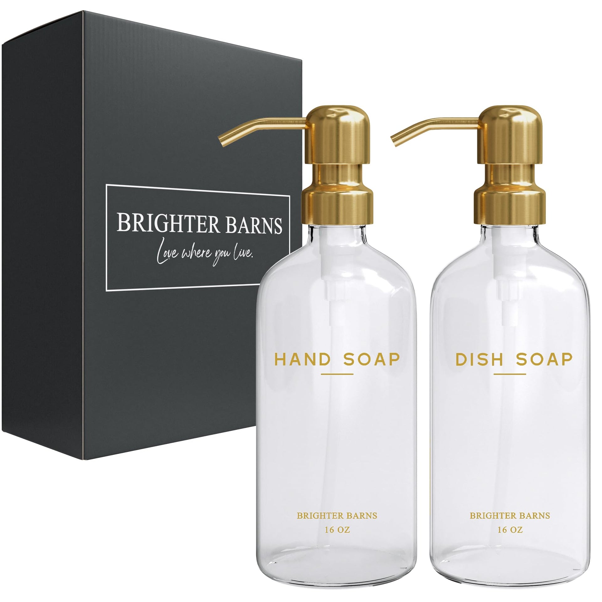 Luxury Glass Soap Dispenser Set by Brighter Barns (2 Count)