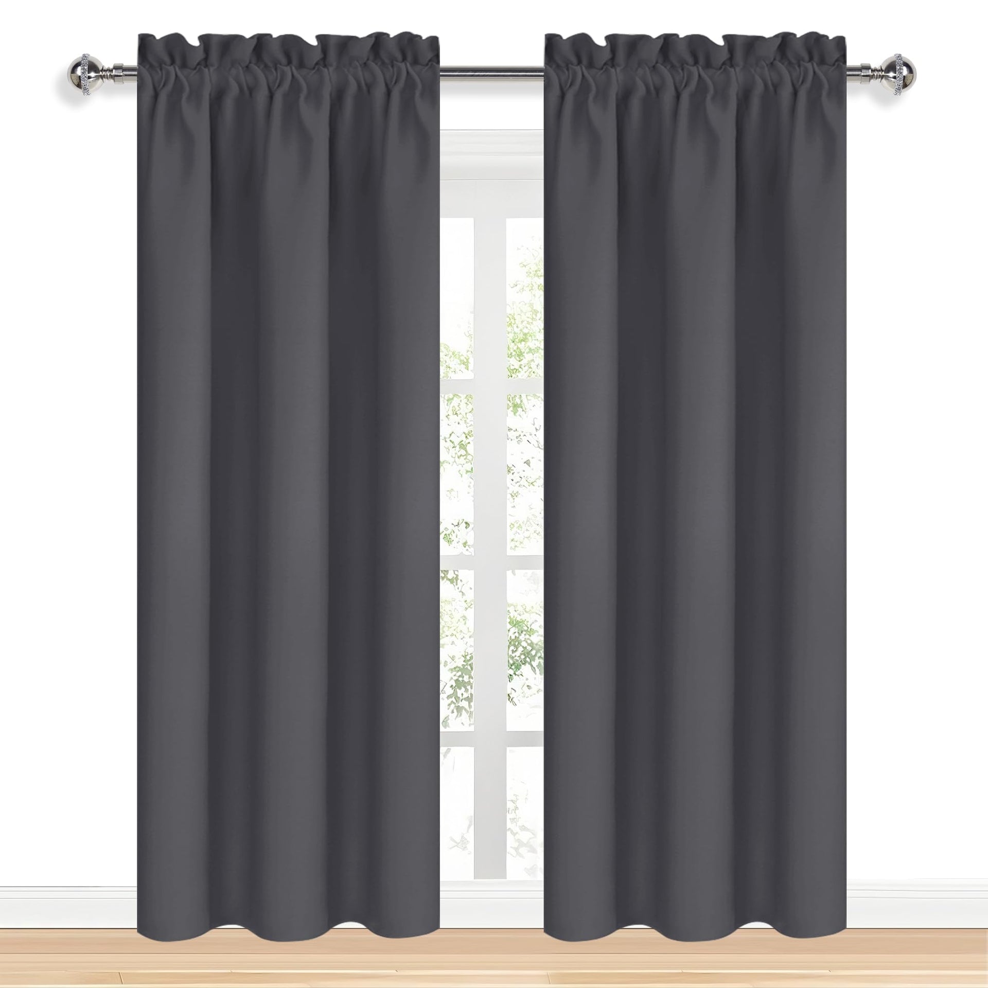 Blackout Curtains for Bedroom 38 x 84 Inch Long Dark Grey 2 Panels (2 Count)