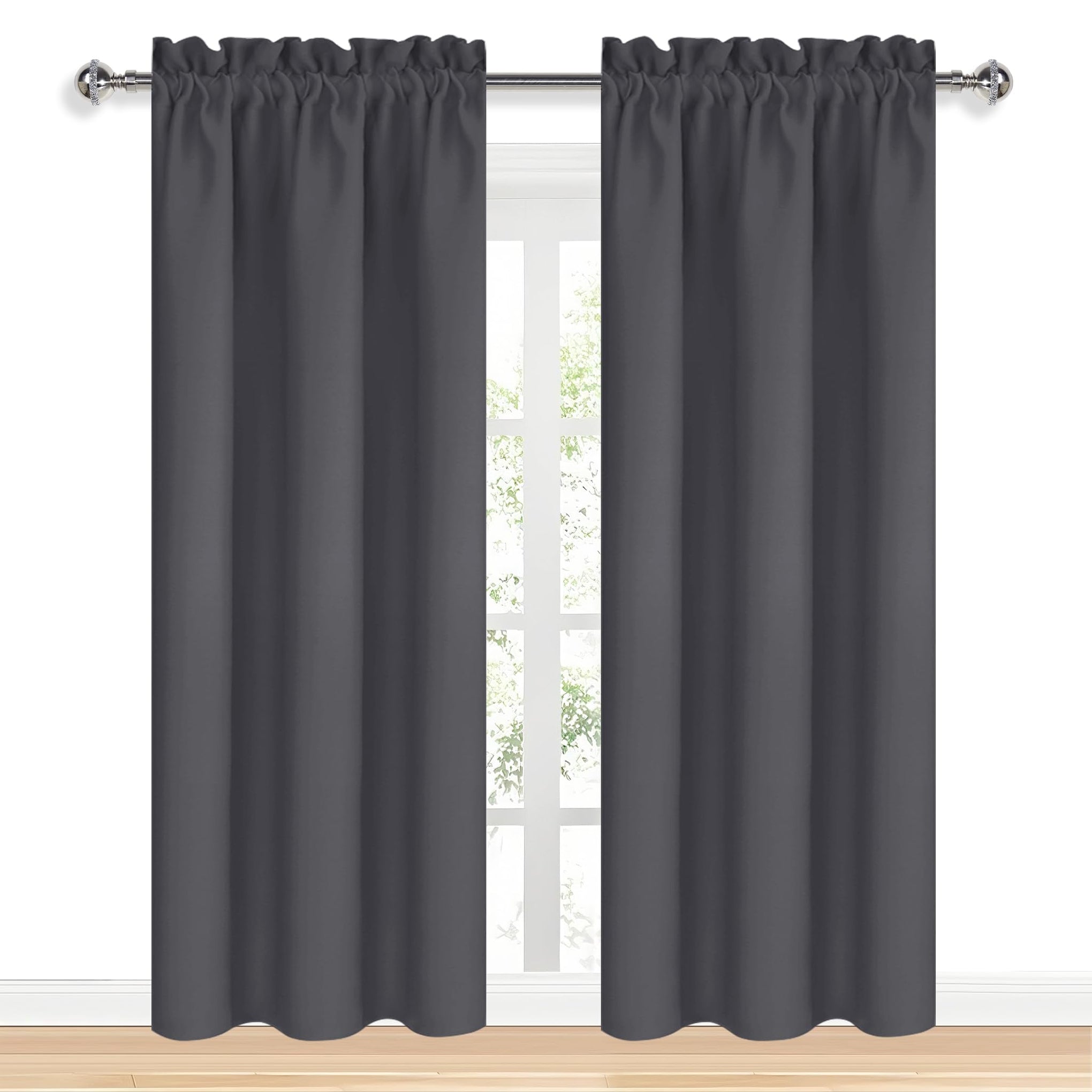 Blackout Curtains for Bedroom 38 x 84 Inch Long Dark Grey 2 Panels (2 Count)