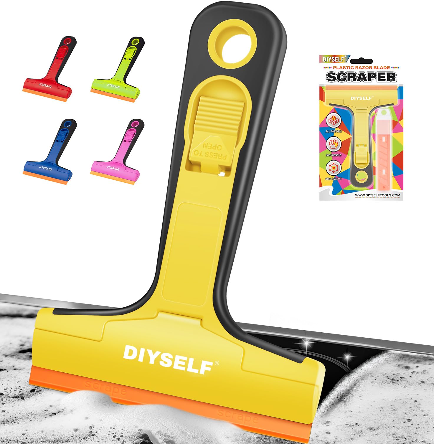 Plastic Glass Scraper Tool with 5 Pcs 4