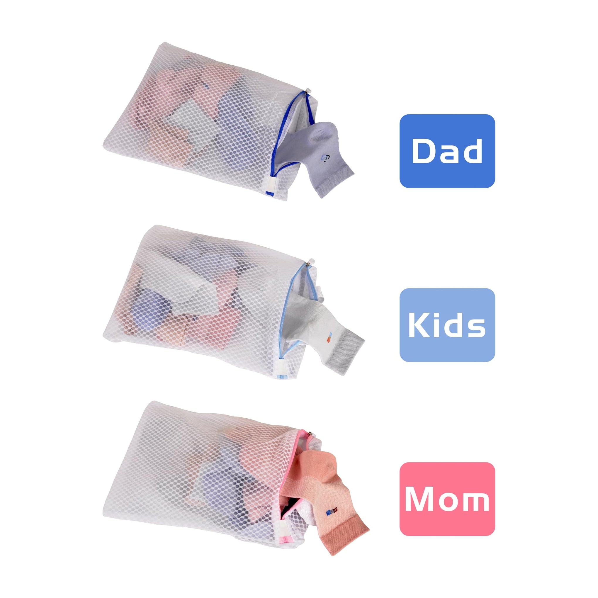 3 Pack Hanging Mesh Laundry Bags with S Hooks (3 Count)