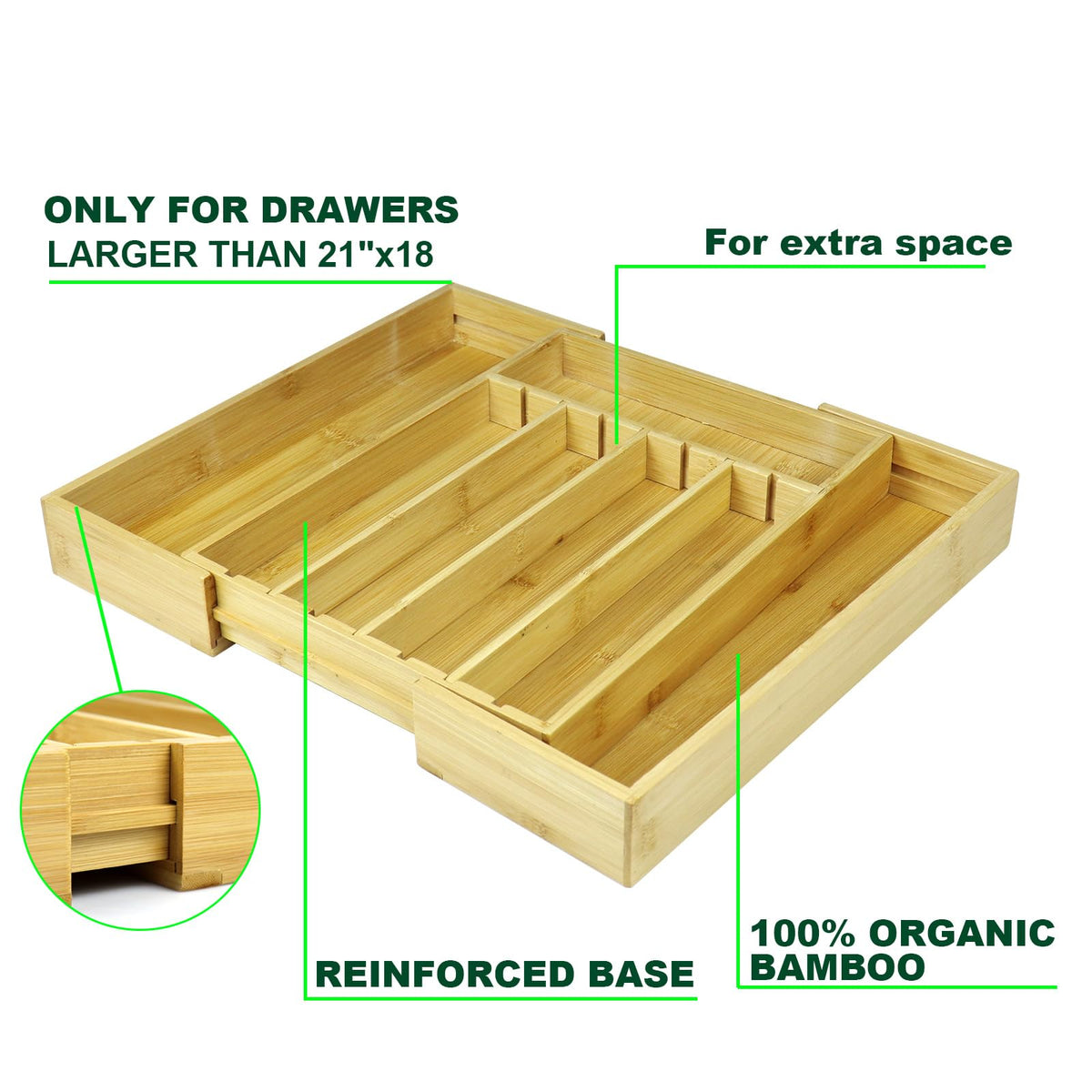 Bamboo Adjustable Drawer Organizer