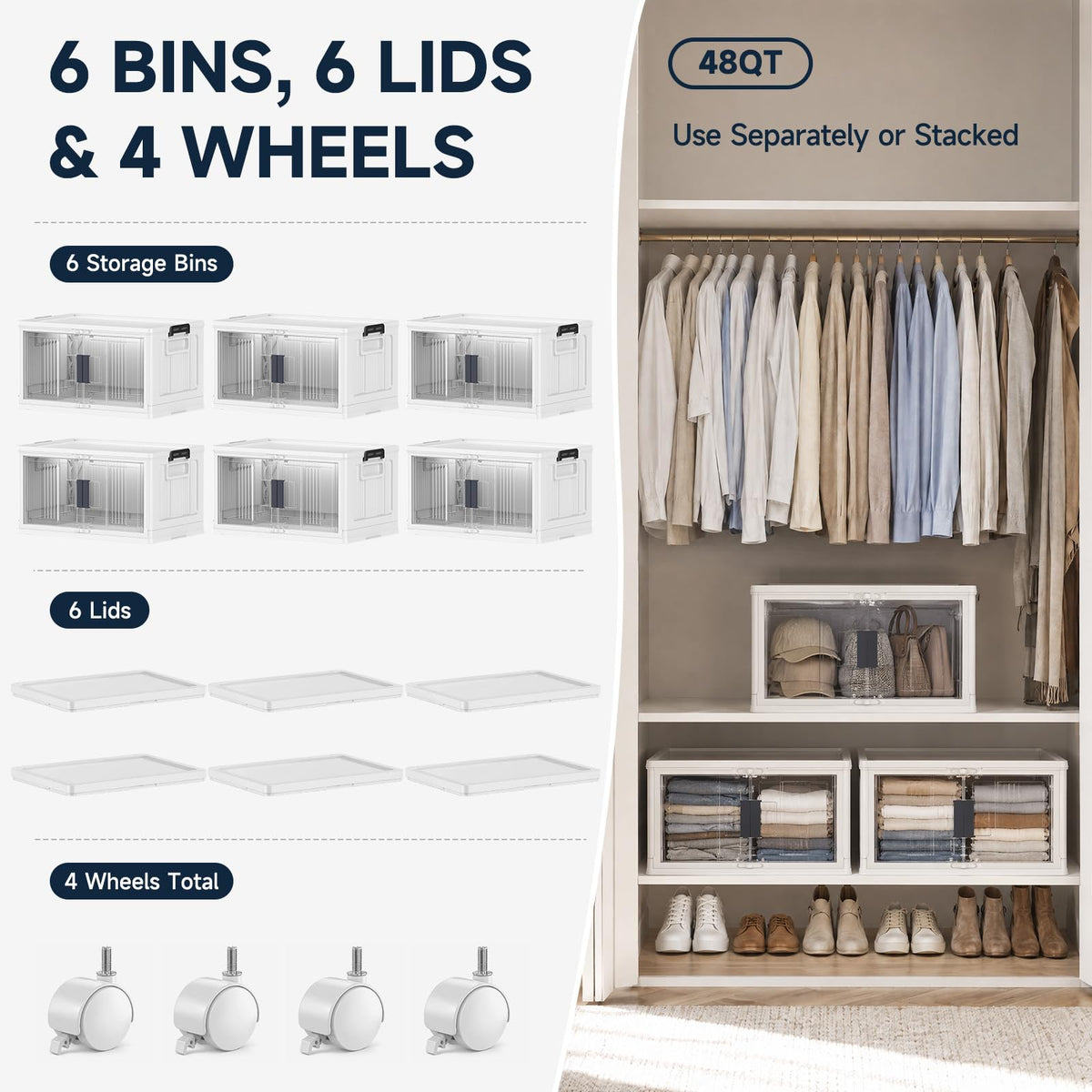 48QT Storage Bins with Lids for Home