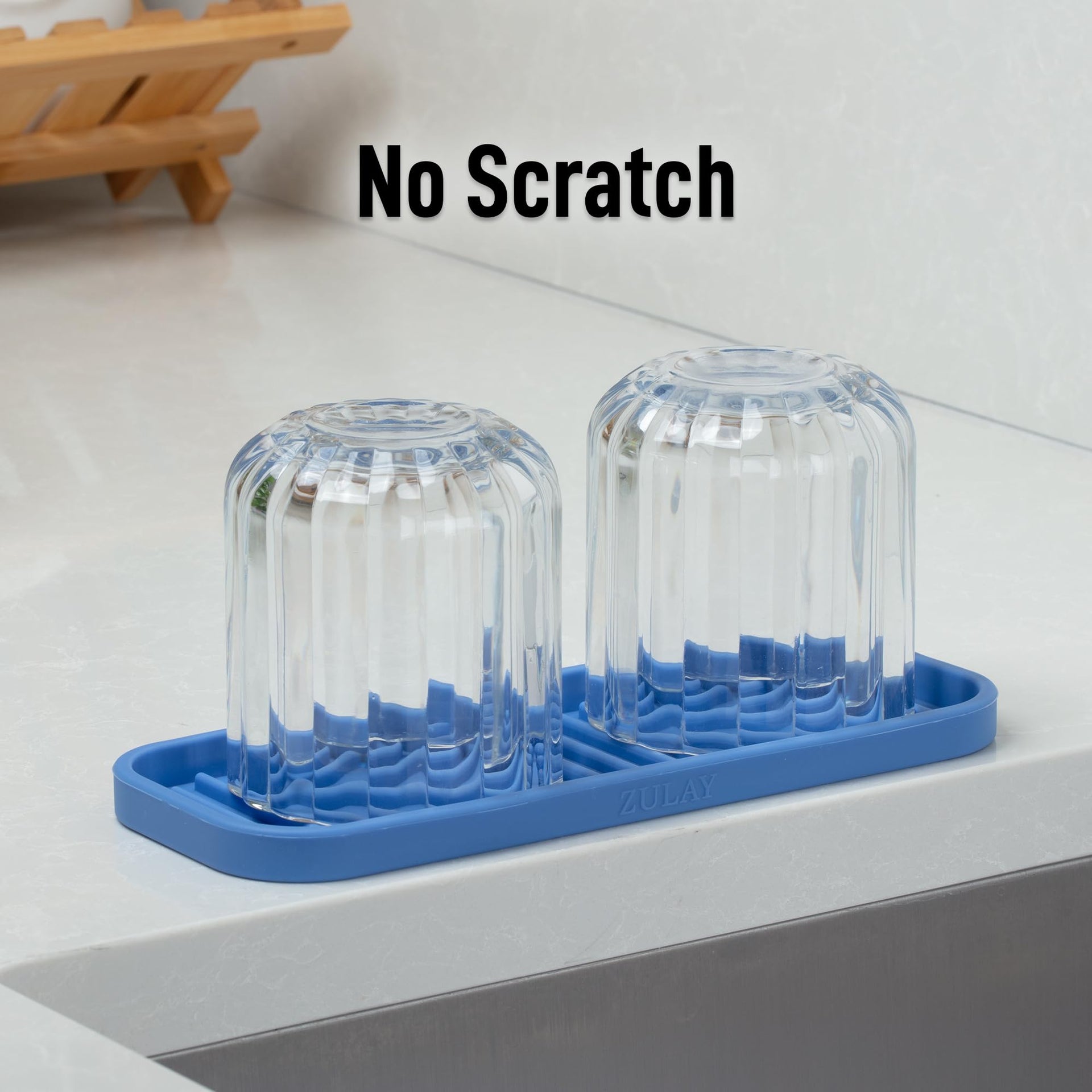 9x3.5) Silicone Sponge Holder for Kitchen Sink - Flexible Multipurpose Soap Tray Sponge Holder - Sink Organizer Tray for, Bathroom, Makeup, Trinkets & More (Provence Blue)