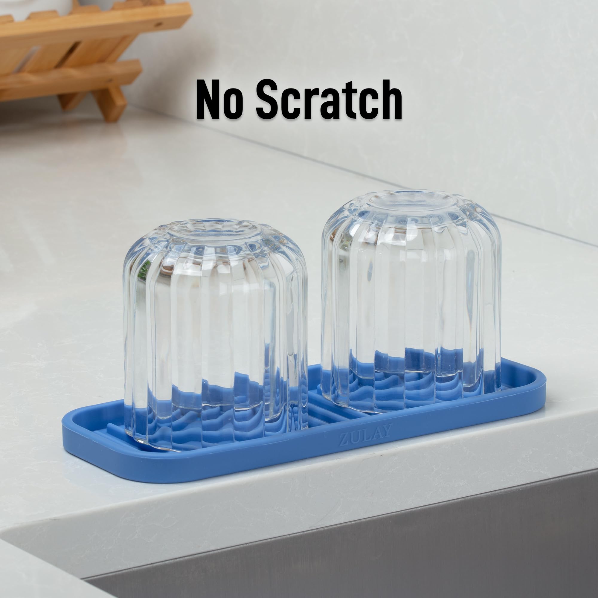 9x3.5) Silicone Sponge Holder for Kitchen Sink - Flexible Multipurpose Soap Tray Sponge Holder - Sink Organizer Tray for, Bathroom, Makeup, Trinkets & More (Provence Blue)
