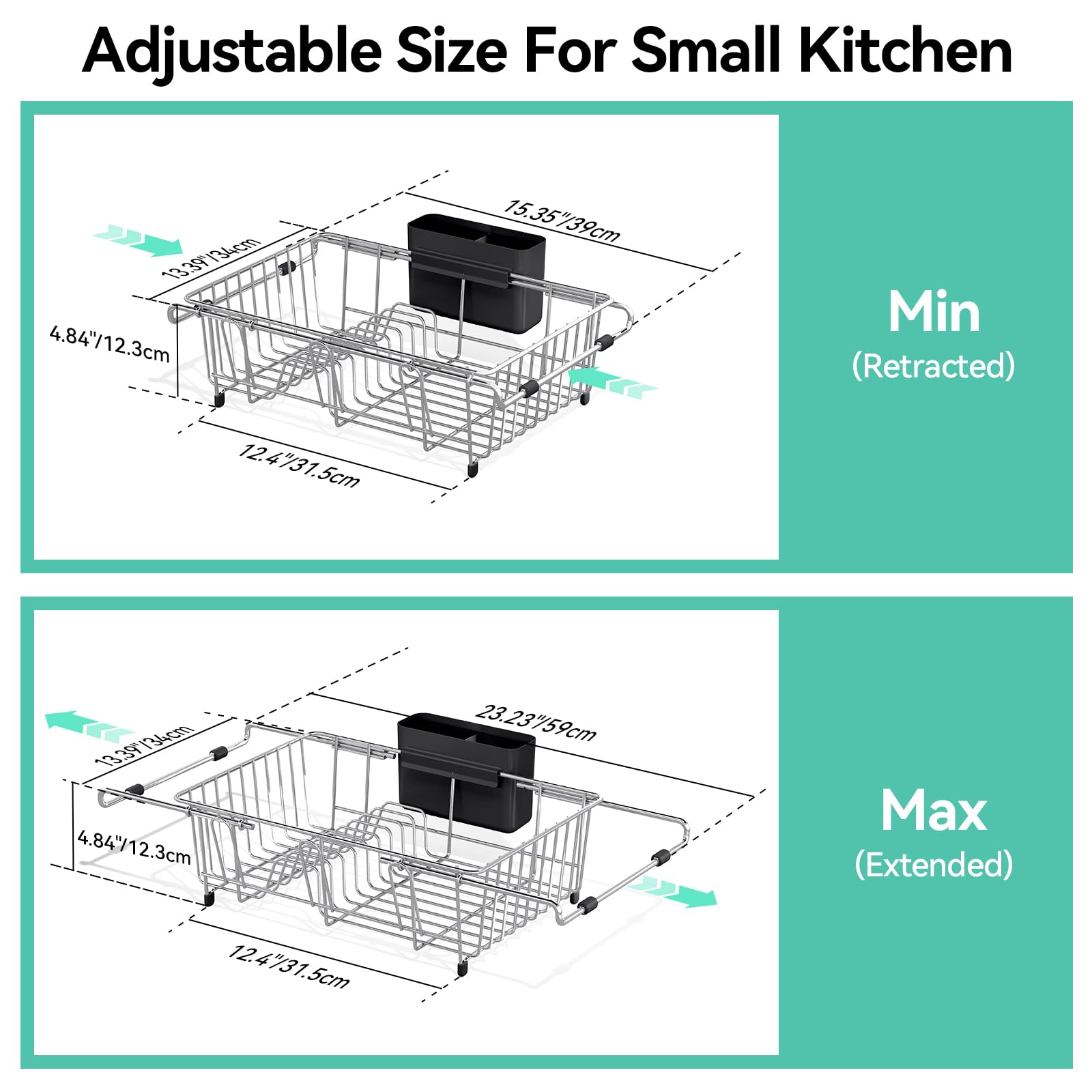 304Stainless Steel Expandable Over Sink & in Sink Dish Rack