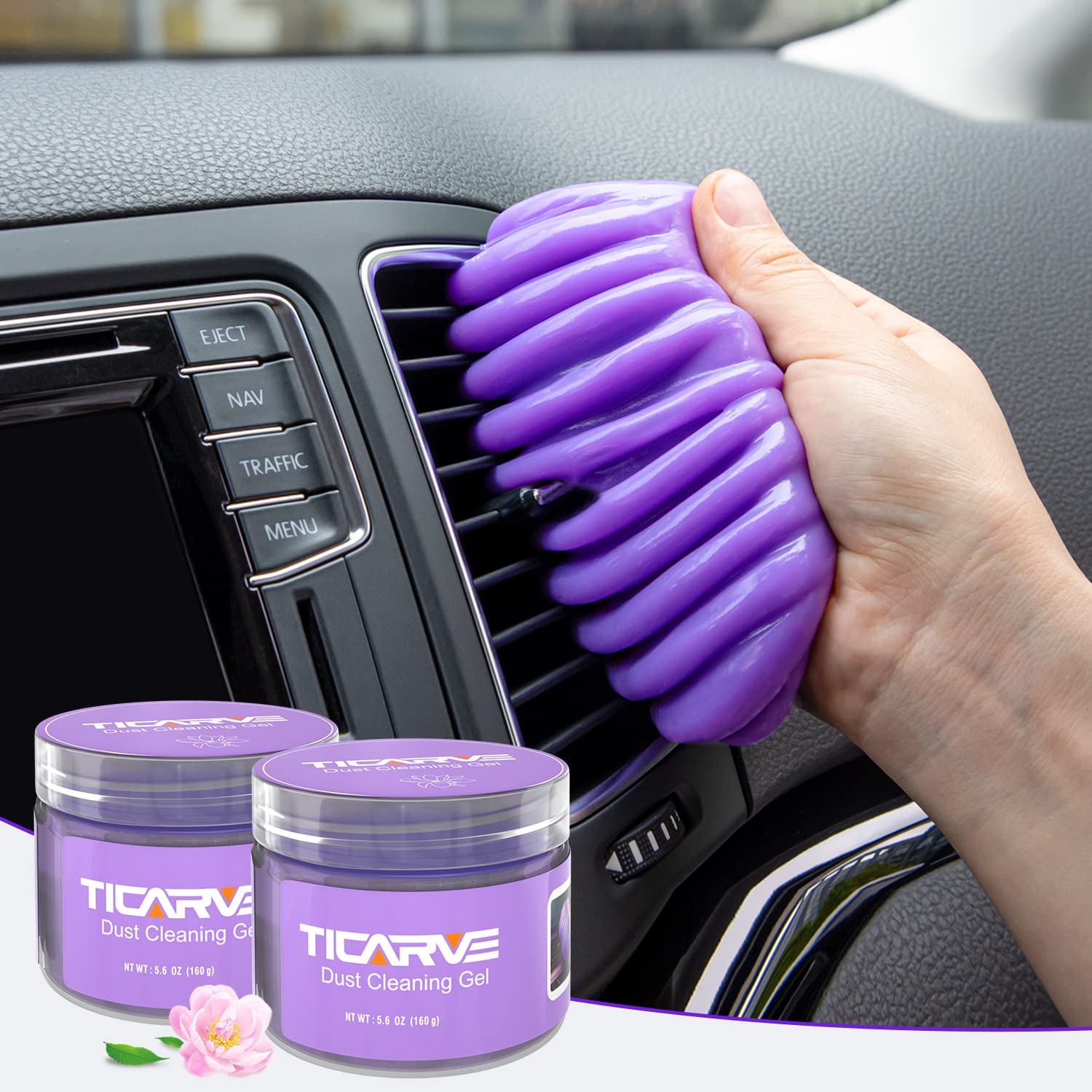 2Pack Cleaning Gel for Car Putty Car Vent Cleaner Cleaning Putty Gel Auto Tools Car Interior Cleaner Dust Mud for Cars and Keyboard Cleaner Slime Purple (11.28 Ounce)