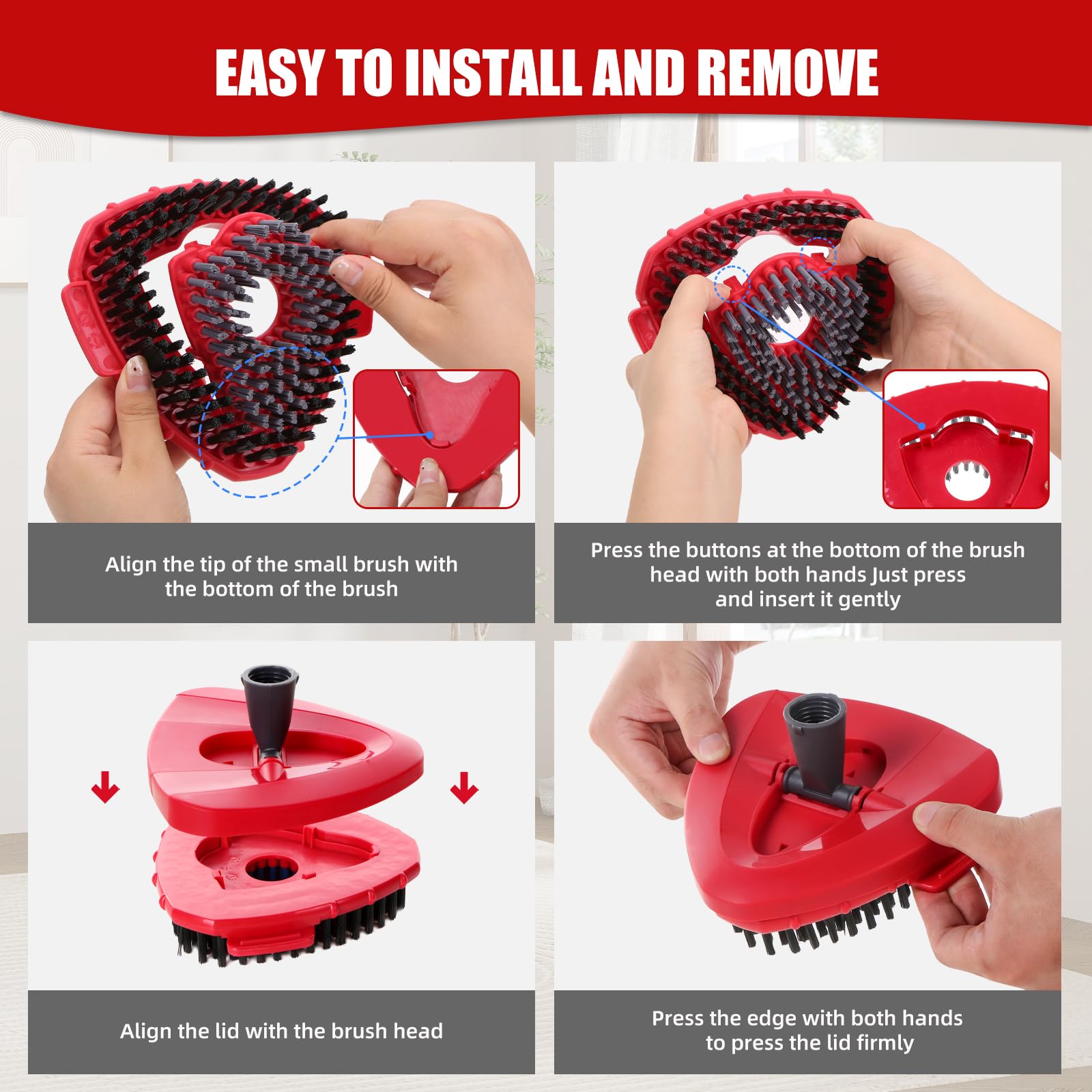 3 Piece Upgrade Scrub Brush Attachment & Base Compatible with O Cedar EasyWring 1 (3 Count)