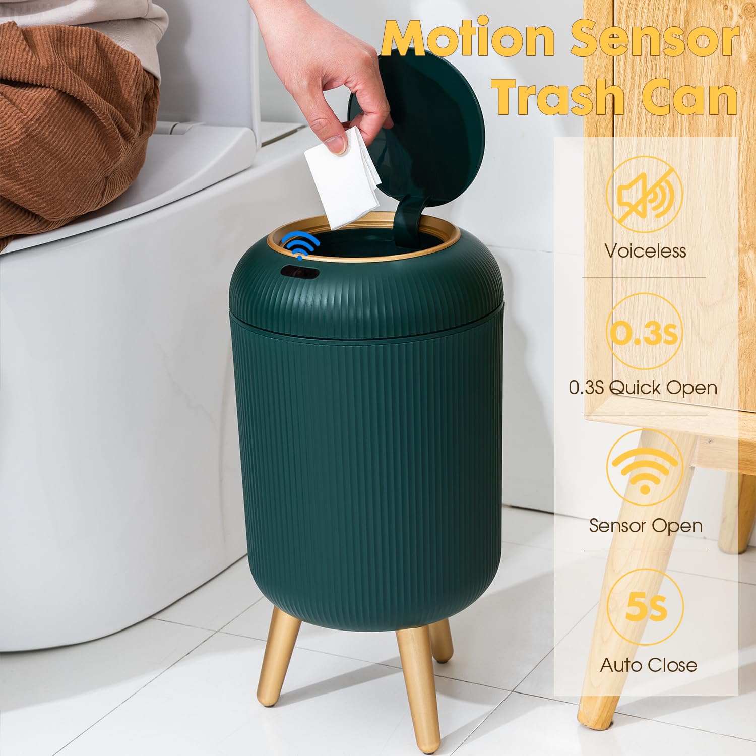 Bathroom Trash Can Automatic Touchless