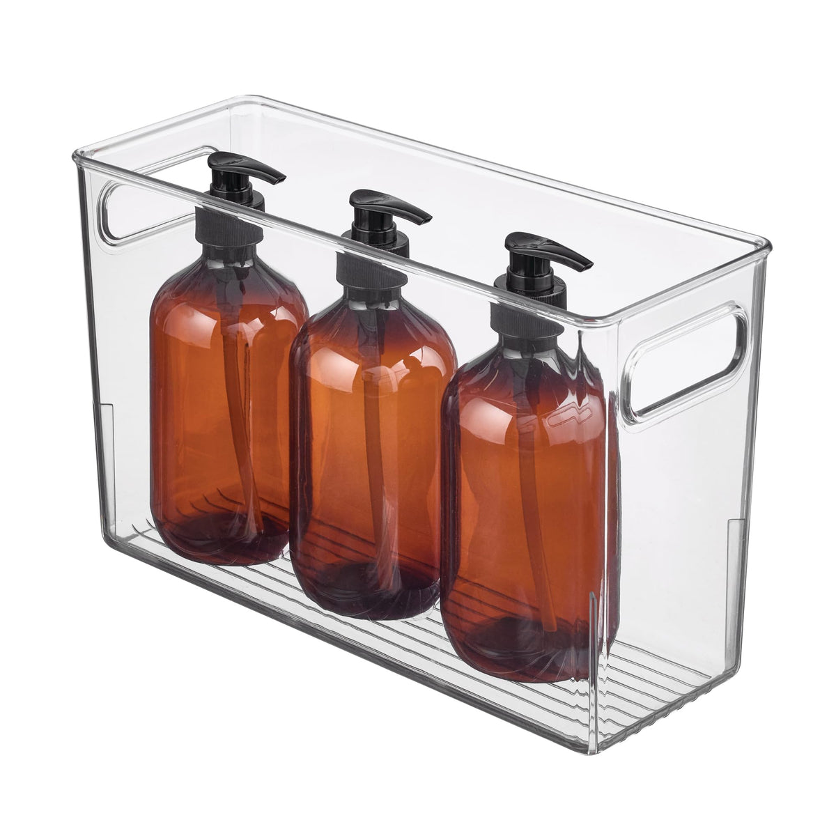 Slim Clear Plastic Bathroom Storage Bin