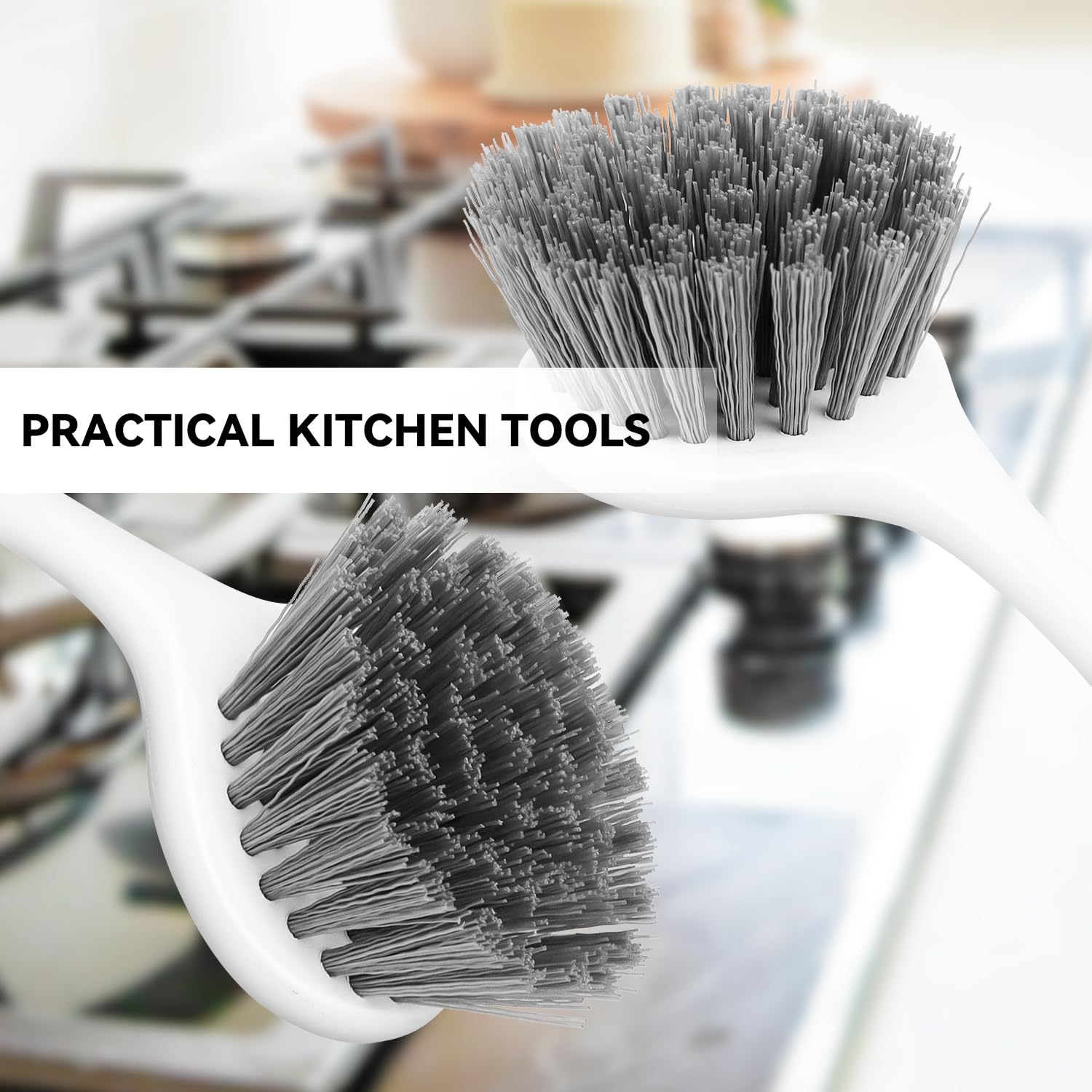 2 Pack Kitchen Scrub Brushes for Cleaning Dish Brush with Handle for Pans (2 Count)