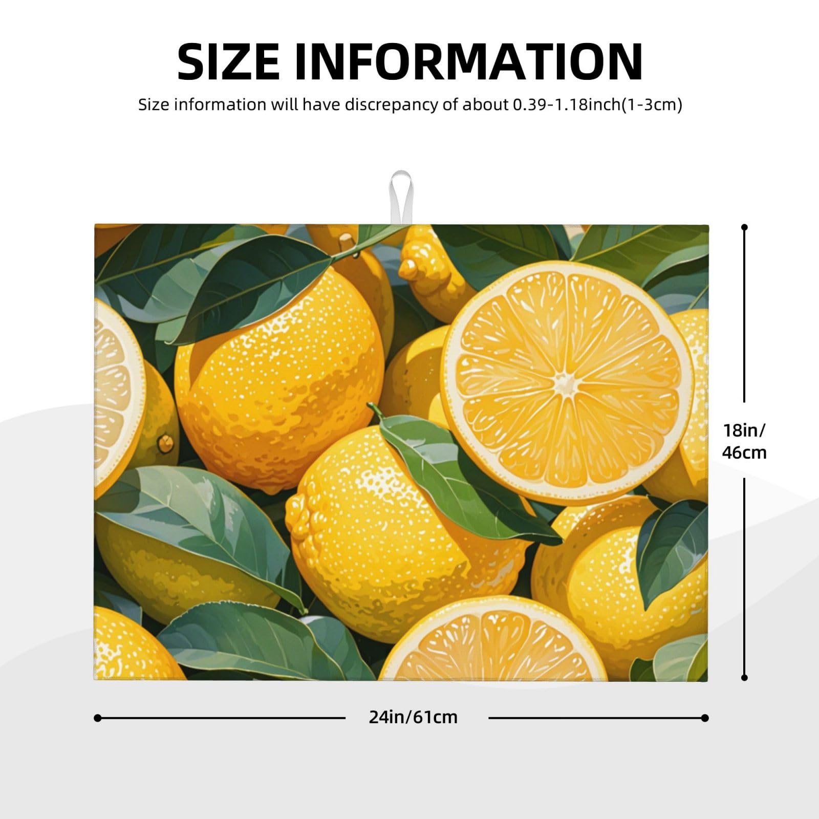 lemon Dish Drying Mat Highly Absorbent Double