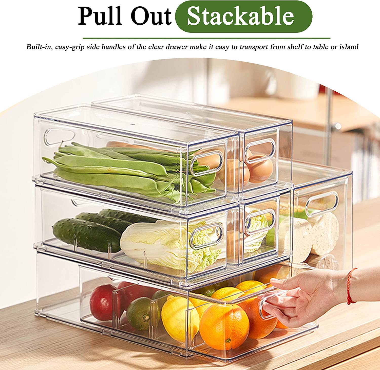 Clear Drawer Organizer with 3 Dividers