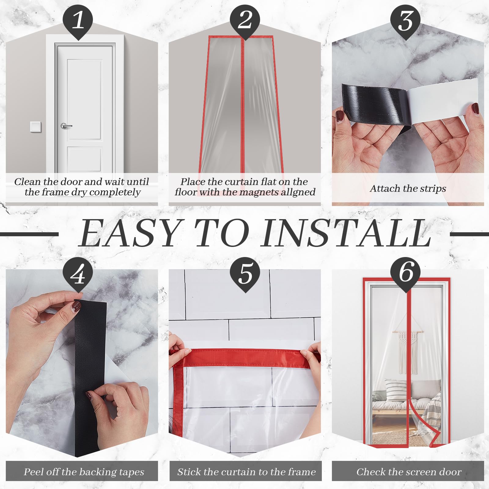 Zipper 60 x 102 Inch Dust Barrier Kit Red Edged Temporary Construction Door Barrier 5 x 8.5 ft Reusable Plastic Curtain Cover Containment Doorway Wall Screen Sheeting for Bathroom Hallway