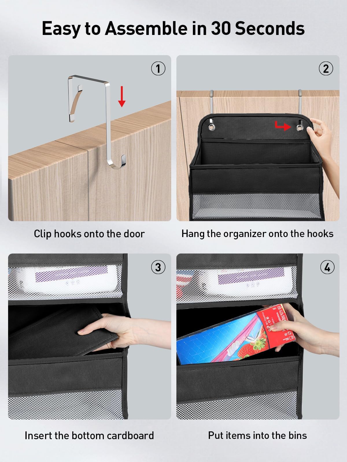 1 Pc Over the Door Organizer with 5 Bins 10 Side Pockets