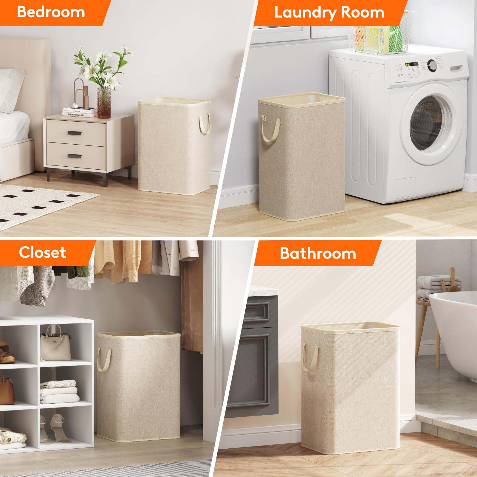 80L Large Laundry Basket with Handles