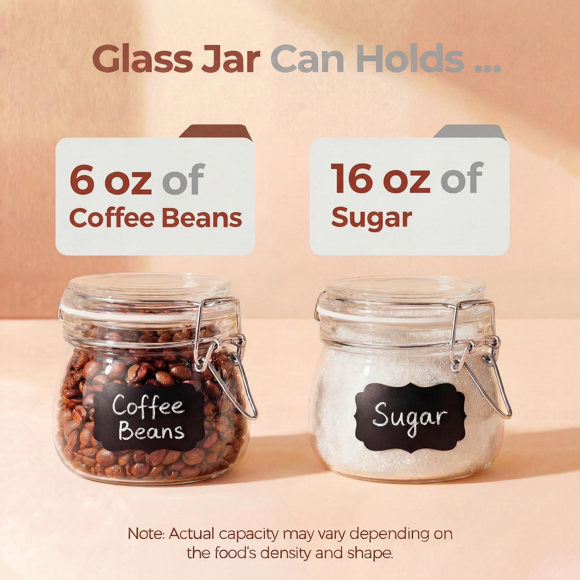 17 oz Round Glass Jars with Airtight Lids (6 Count)
