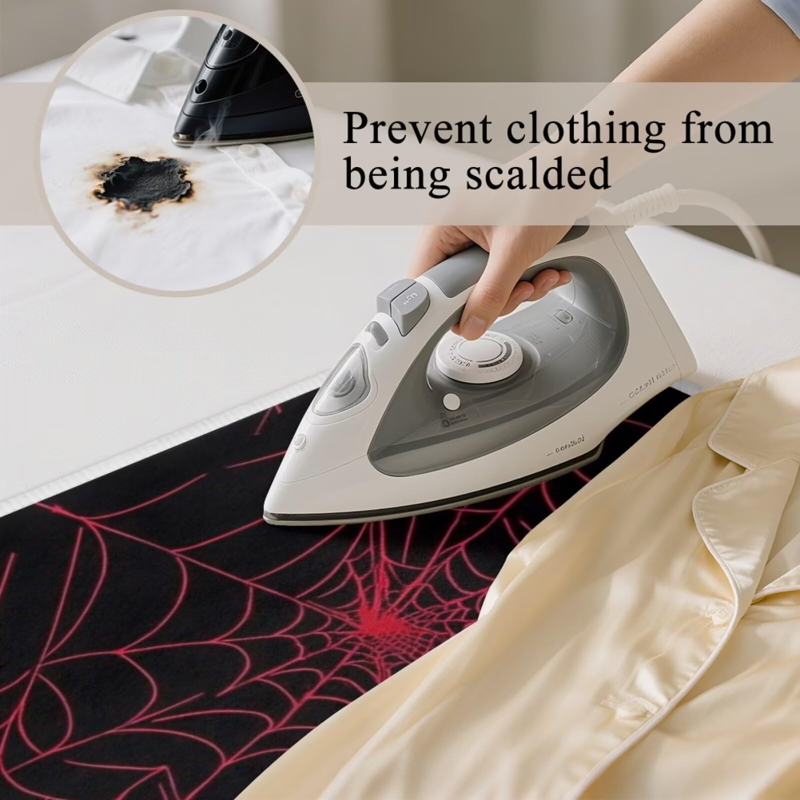 Ironing Mat Red Spider Web Portable Ironing Pad Blanket for Table Top Heat Resistance Foldable Lightweight 32 x 16 Inch Small Ironing Pads for Washer