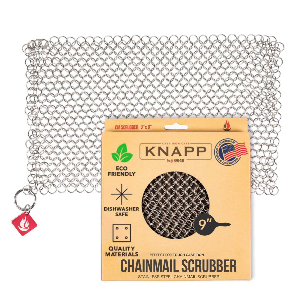 Knapp Made CM Scrubber 9" x 6" Small Ring Chainmail Cast Iron Scrubber