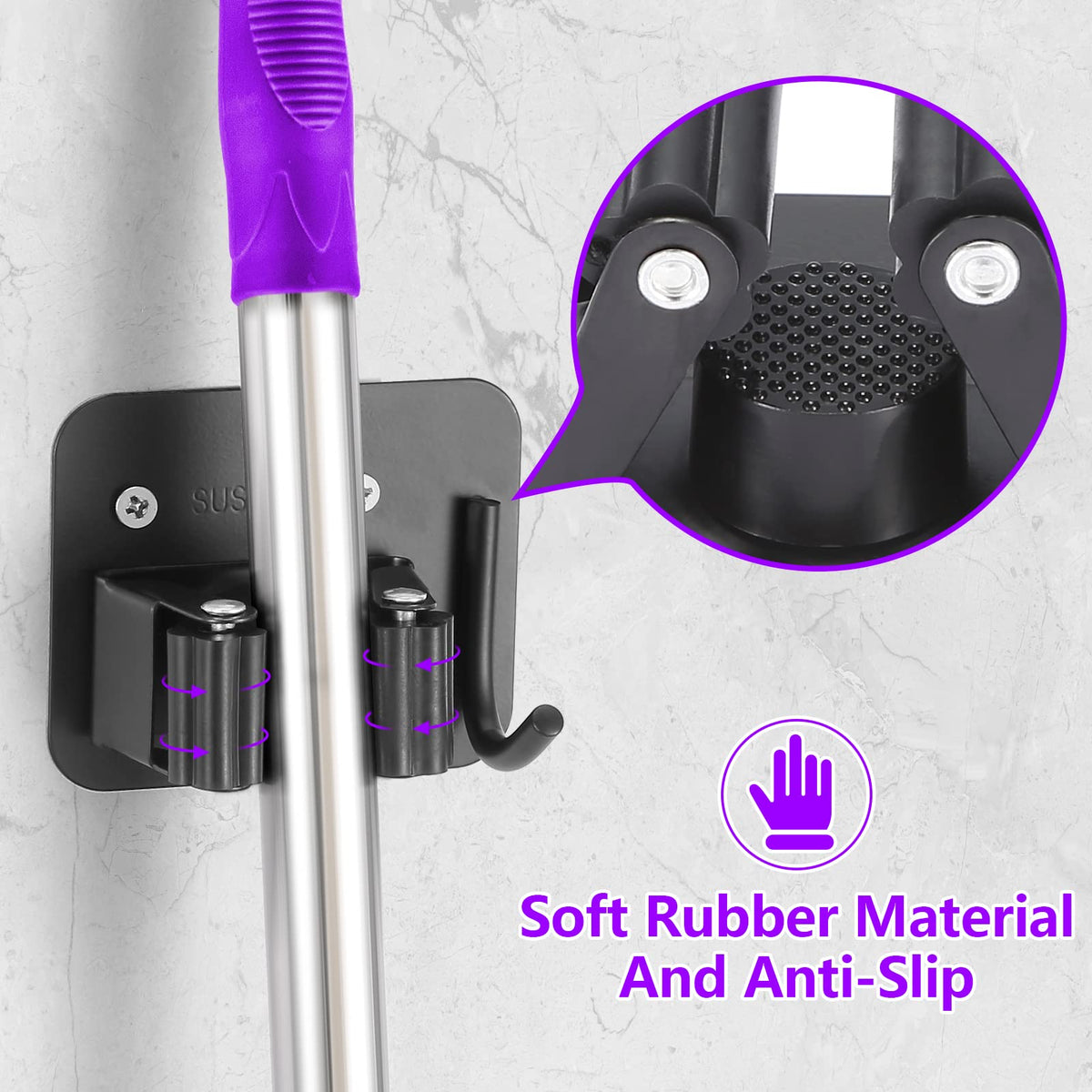 Stainless Steel Broom Holder (4 Count)