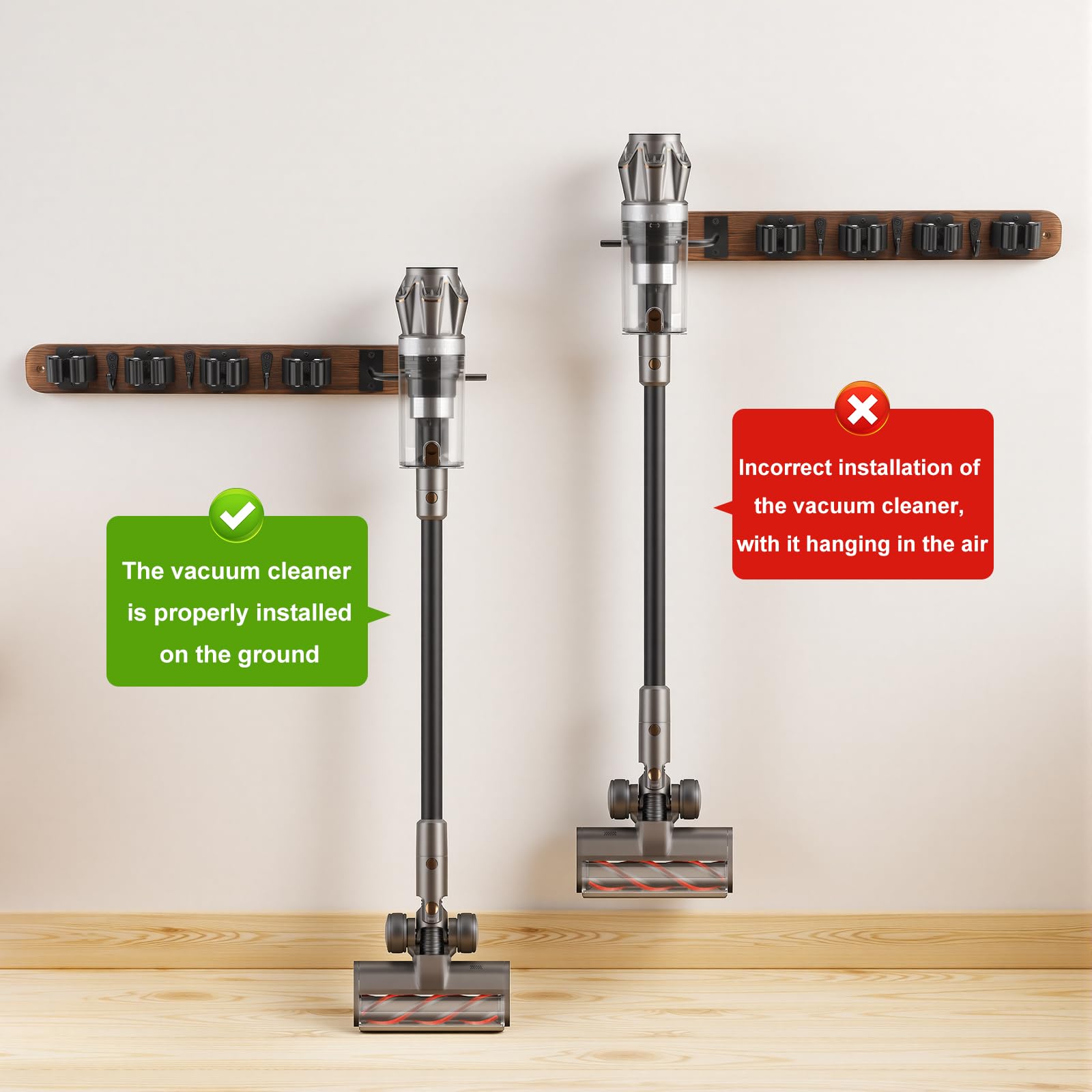 Broom Holder Wall Mount With Vacuum Cleaner Holder