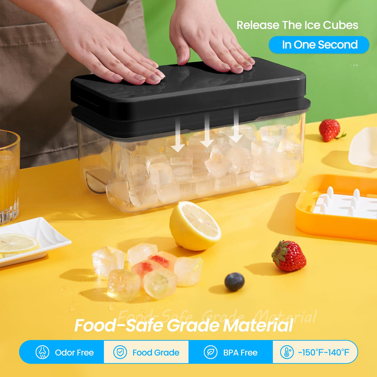 1" Ice Cube Tray with Lid and Bin