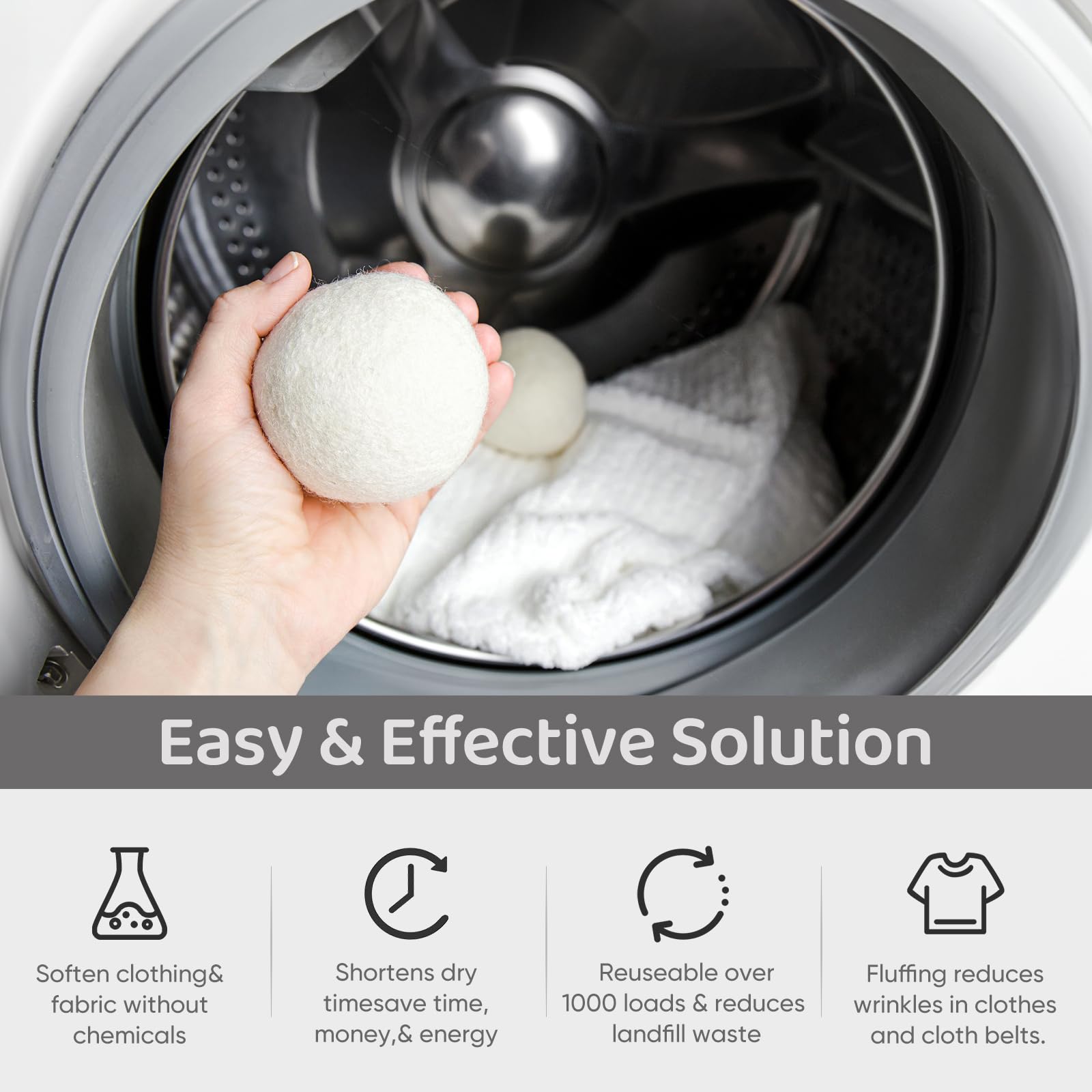 Wool Dryer Balls 6 Pack (6 Count)
