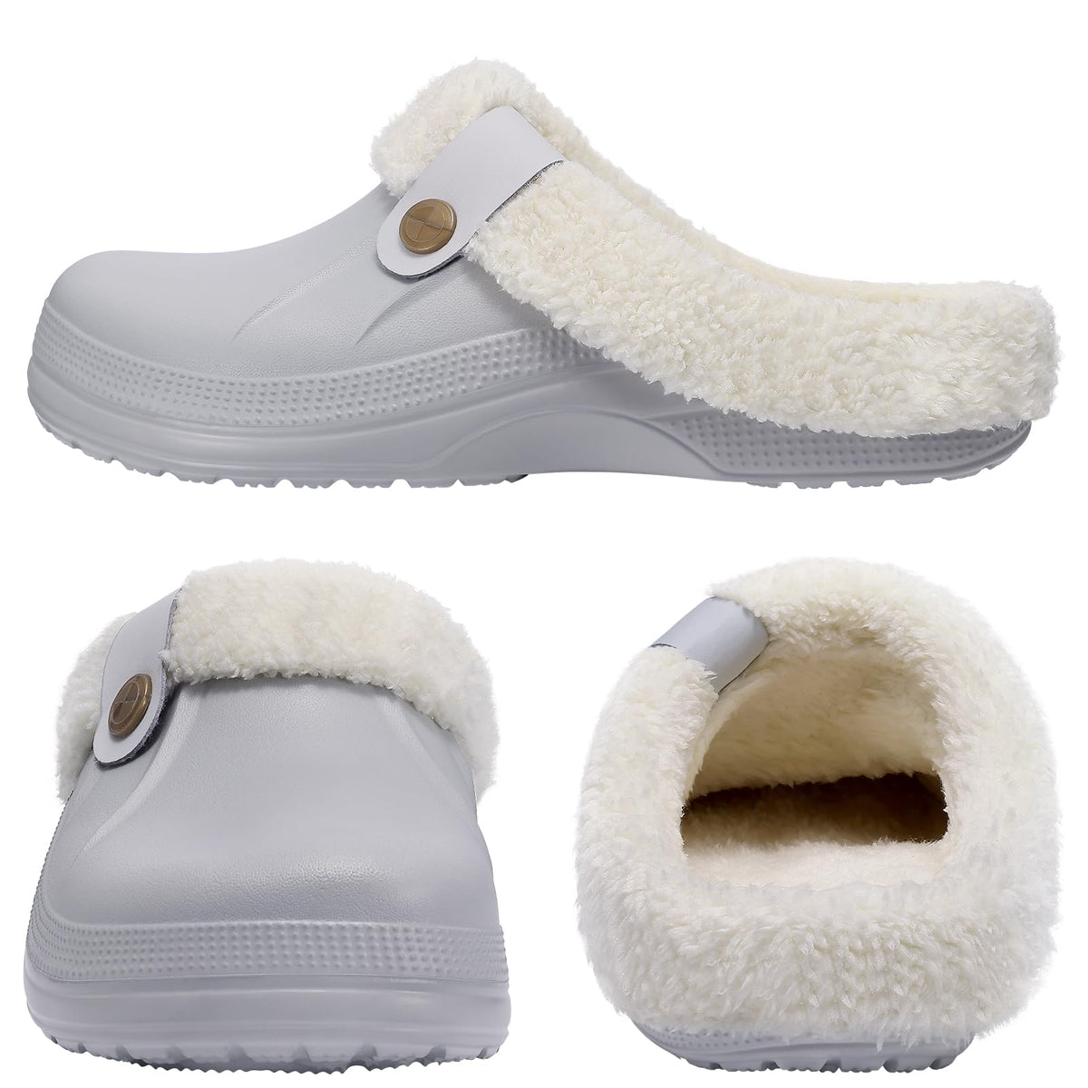 Fur Lined Clogs for Women & Men Fuzzy Slippers with Memory Foam