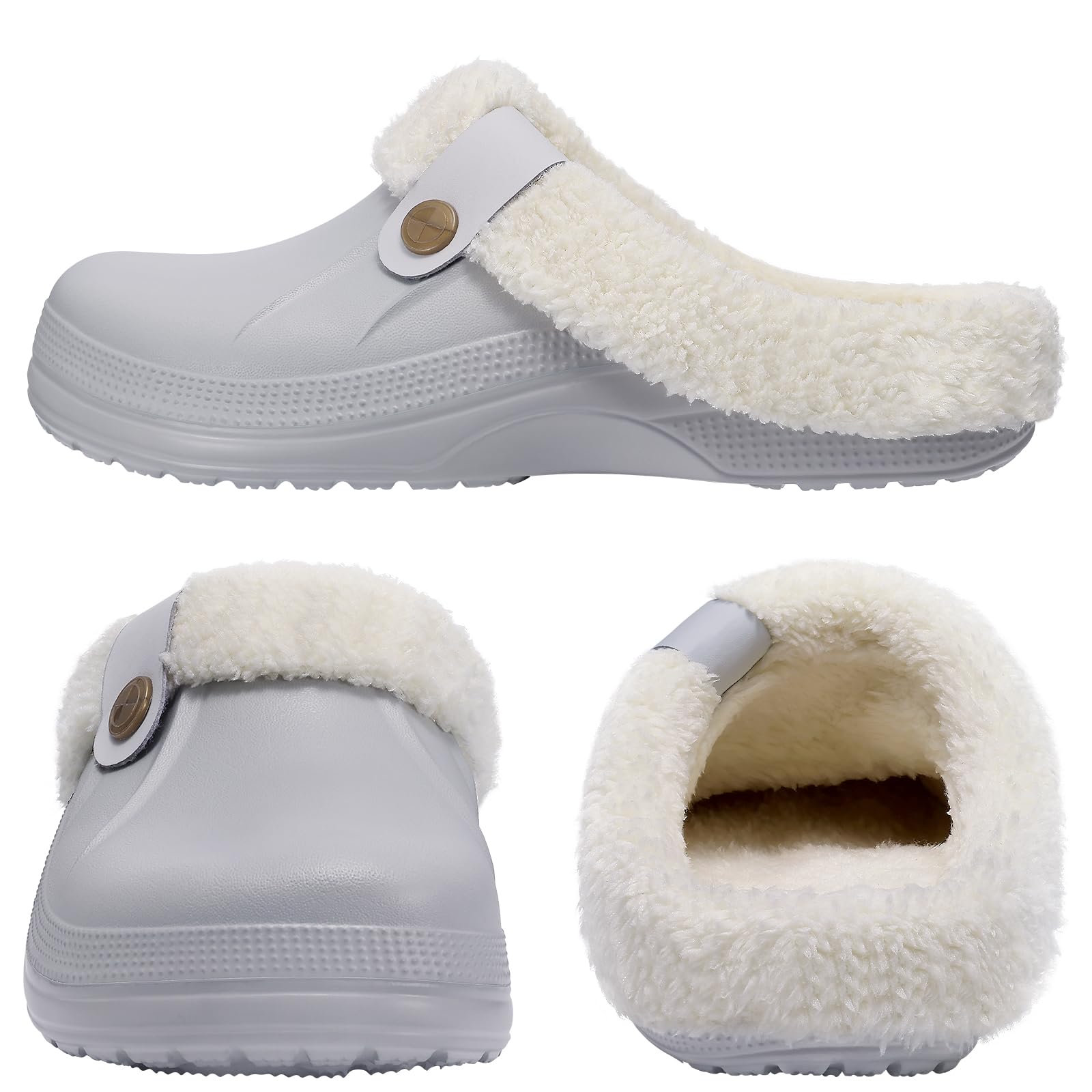 Fur Lined Clogs for Women & Men Fuzzy Slippers with Memory Foam