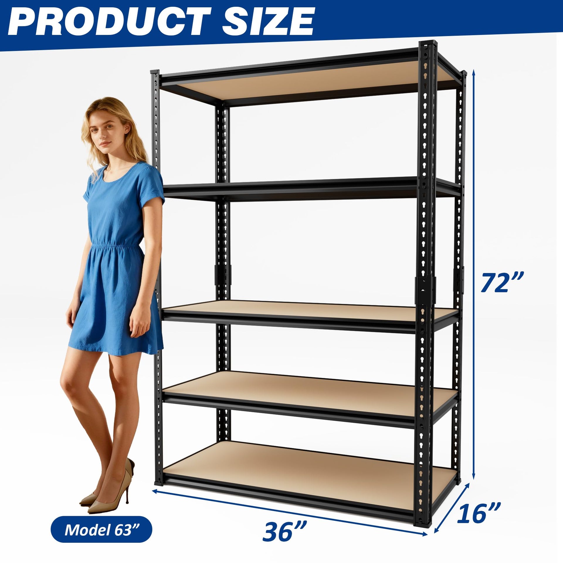 2025LBS Storage Shelves Heavy Duty 5 Tier Garage Storage Shelves