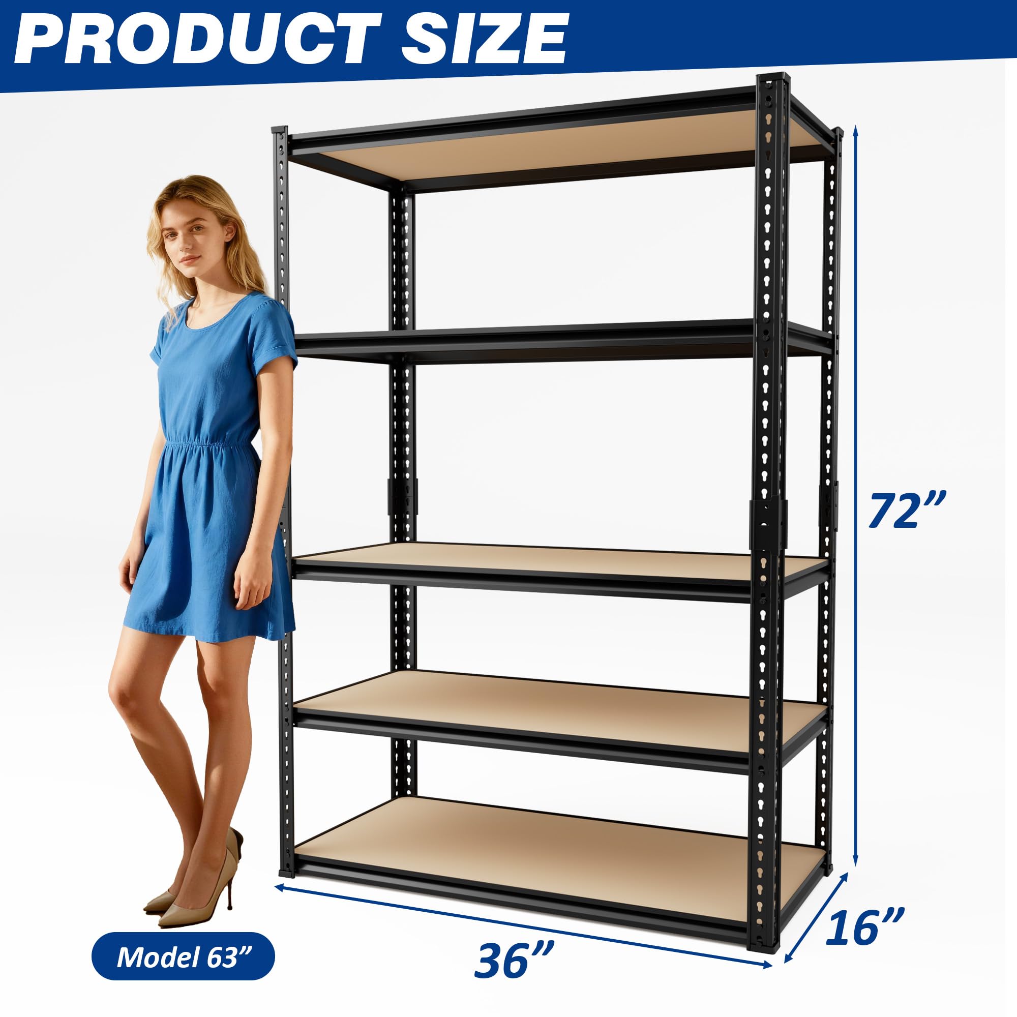 2025LBS Storage Shelves Heavy Duty 5 Tier Garage Storage Shelves