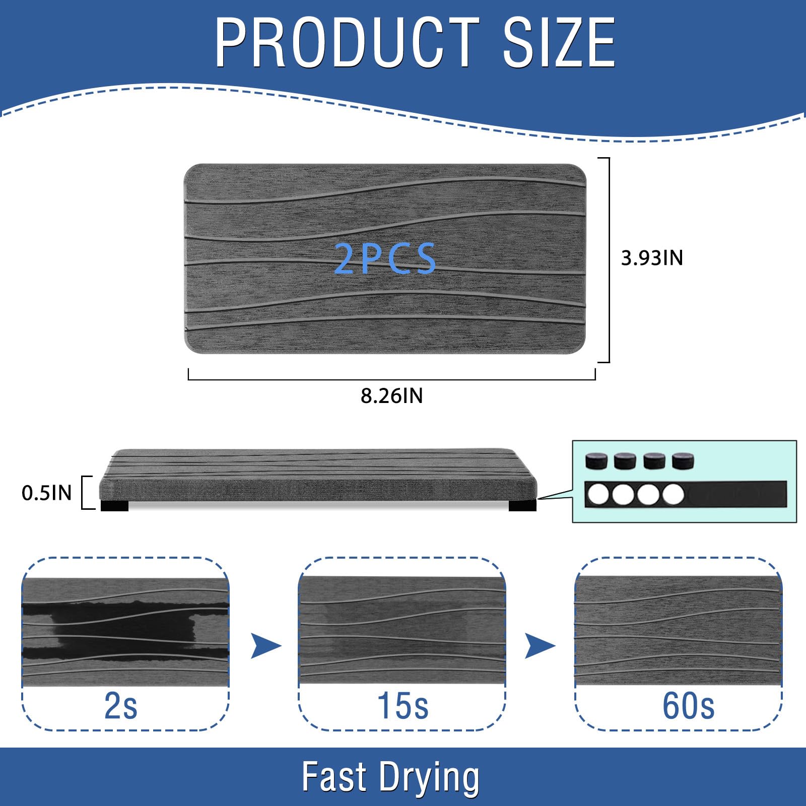 2PCS Water Absorbing Stone Tray (2 Count)