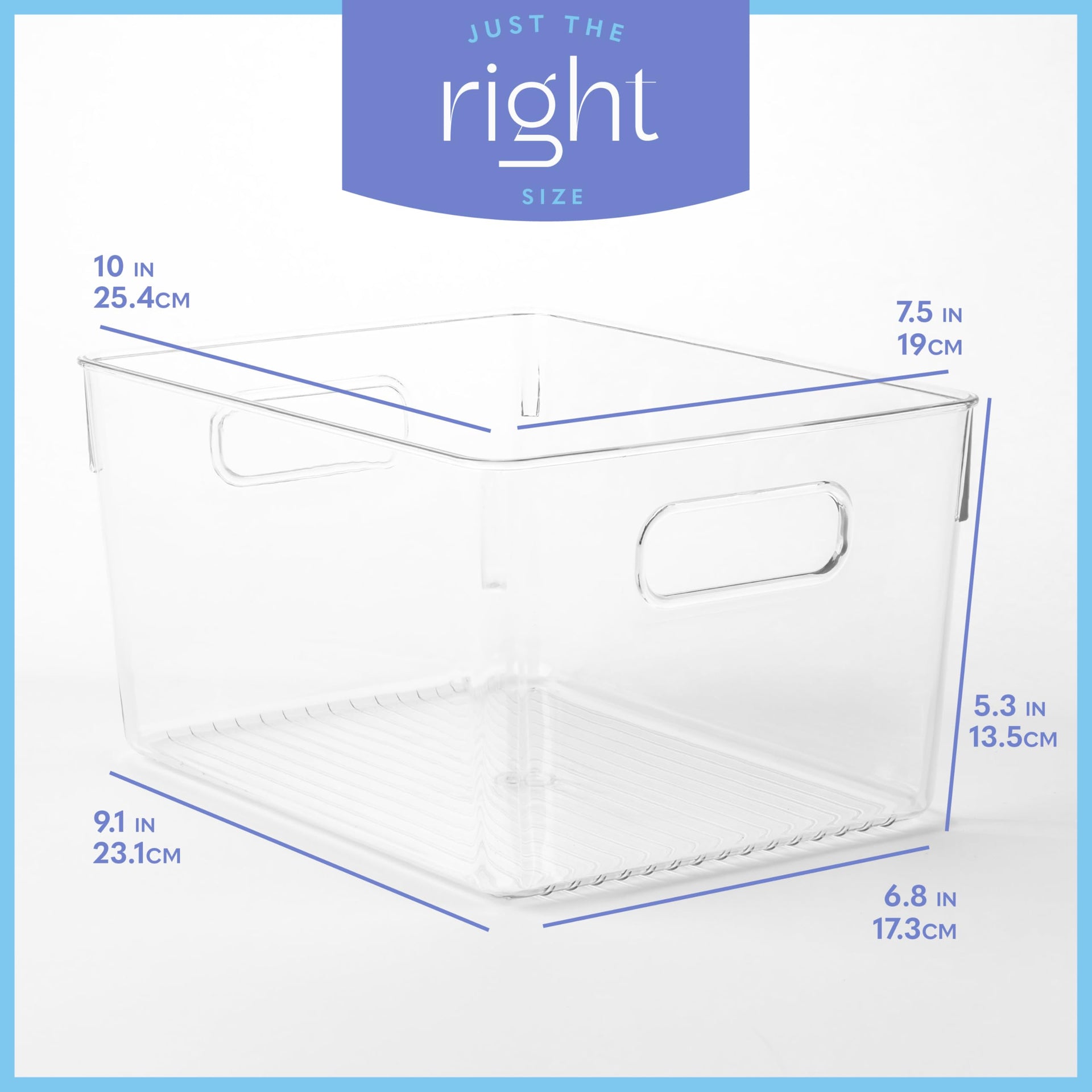 Plastic Food Storage 8 Pack Clear Container Bin with Handles for Organizing Kitchen (8 Count)