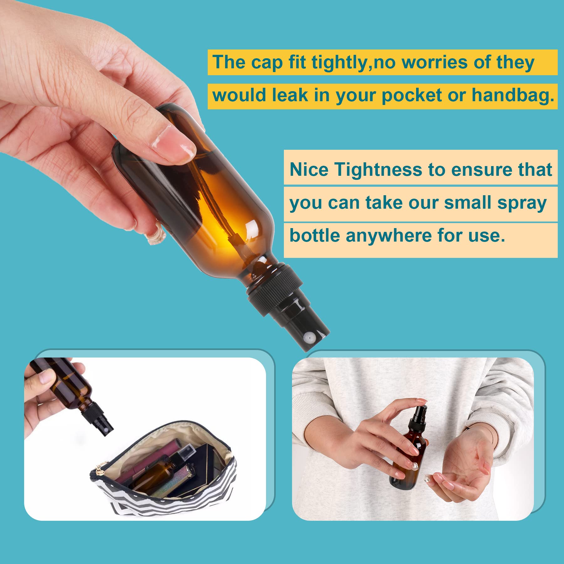 Amber Glass Small Spray Bottle 2 oz 24 Packs (24 Count)