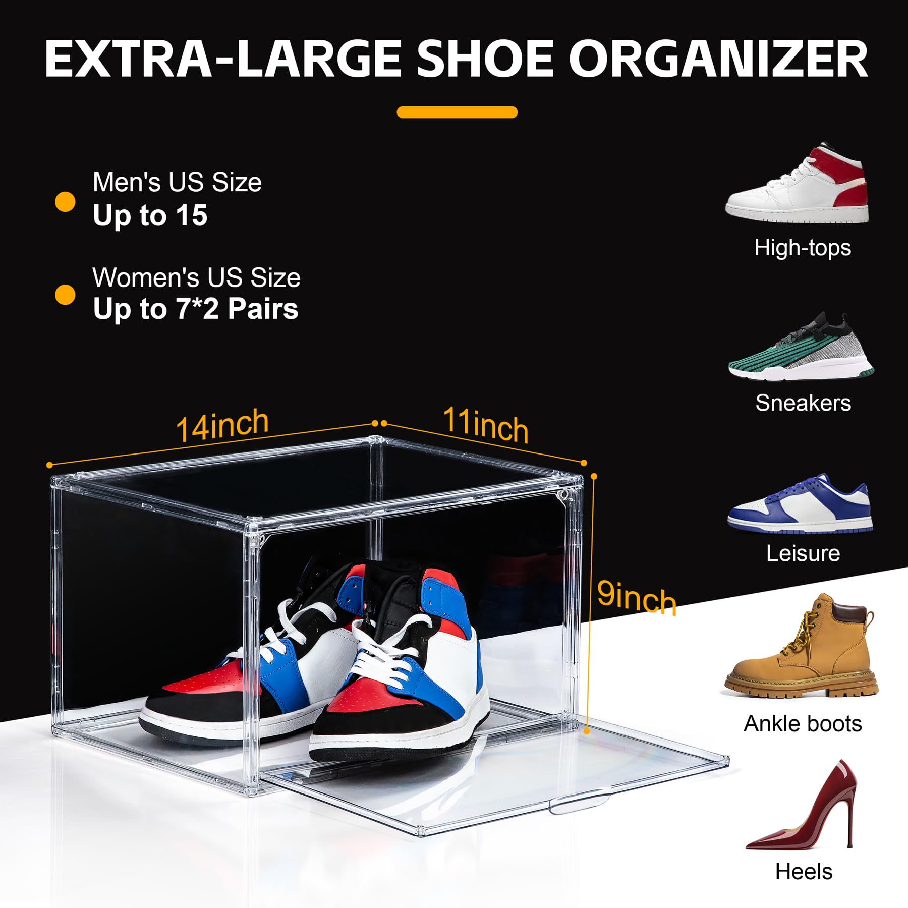 12 Pack Acrylic Shoe Boxes Side Open (12 Count)