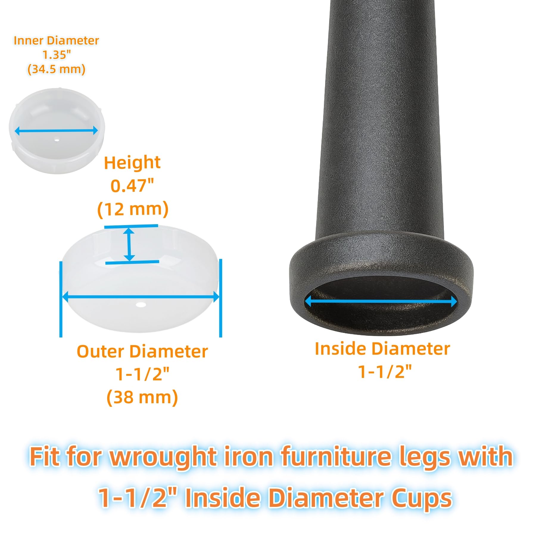 Wrought Iron Patio Furniture Feet Caps (24 Count)