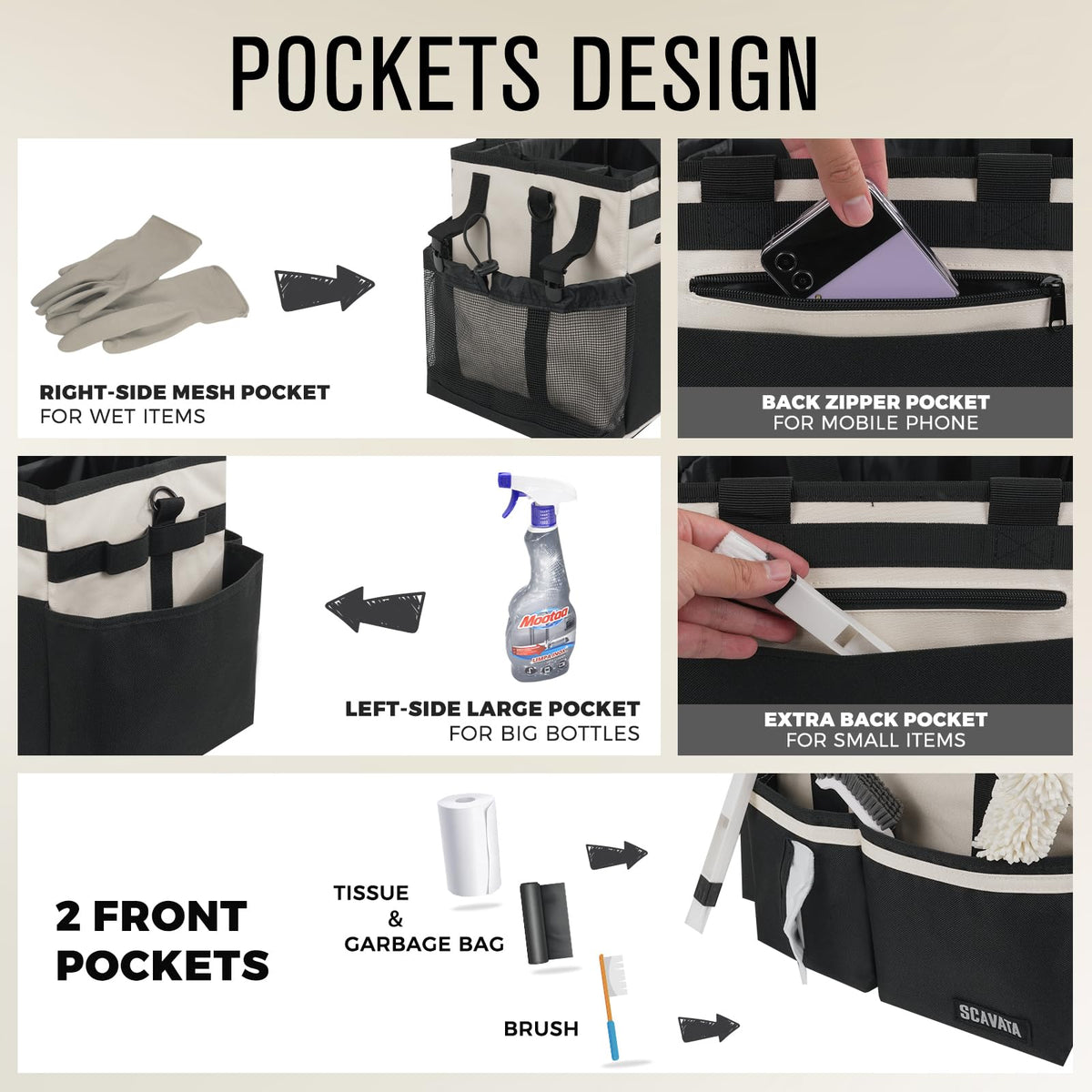 Compact Wearable Cleaning Caddy with Handle & Shoulder Straps