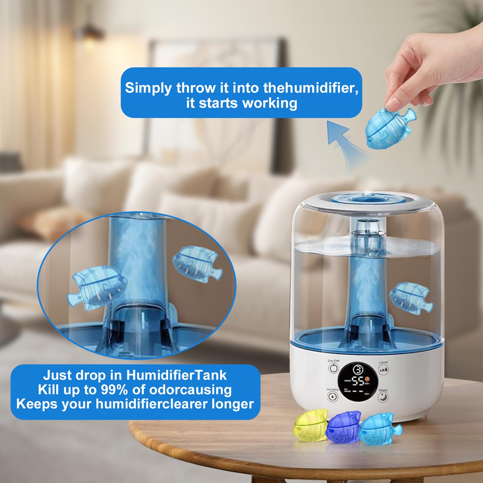 10PC Humidifier Cleaner Fish Universal Humidifier Tank Cleaner Cleaner (10 Count)