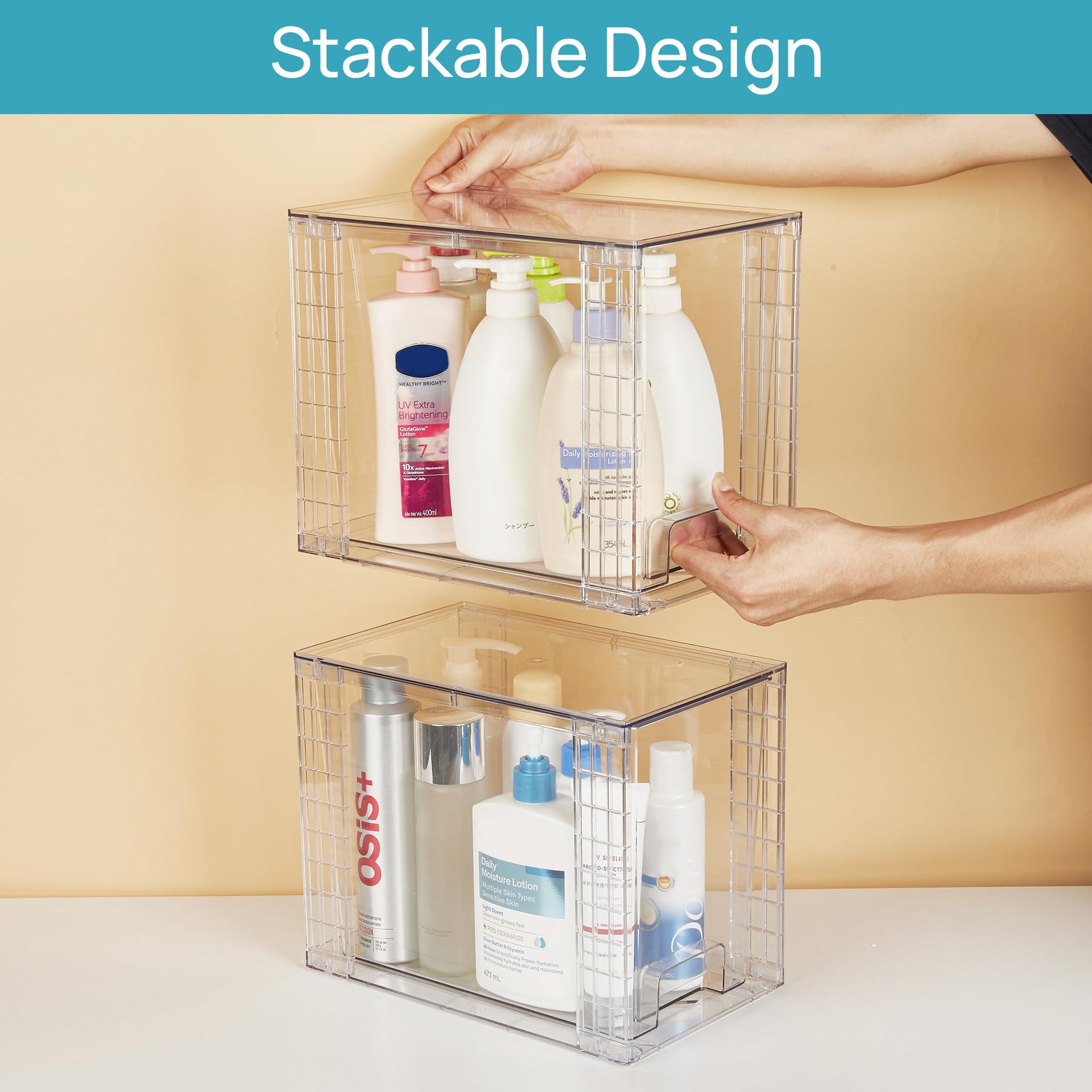 4 Pack Clear Stackable Storage Drawers (4 Count)