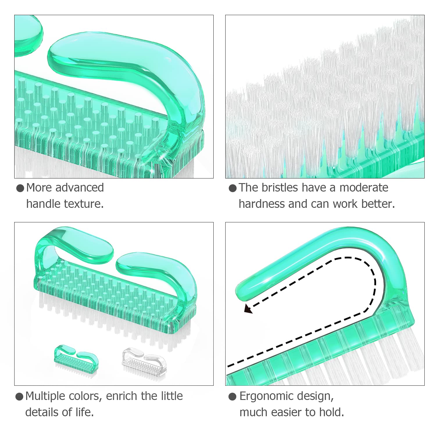 Handle Grip Nail Brush (4 Count)