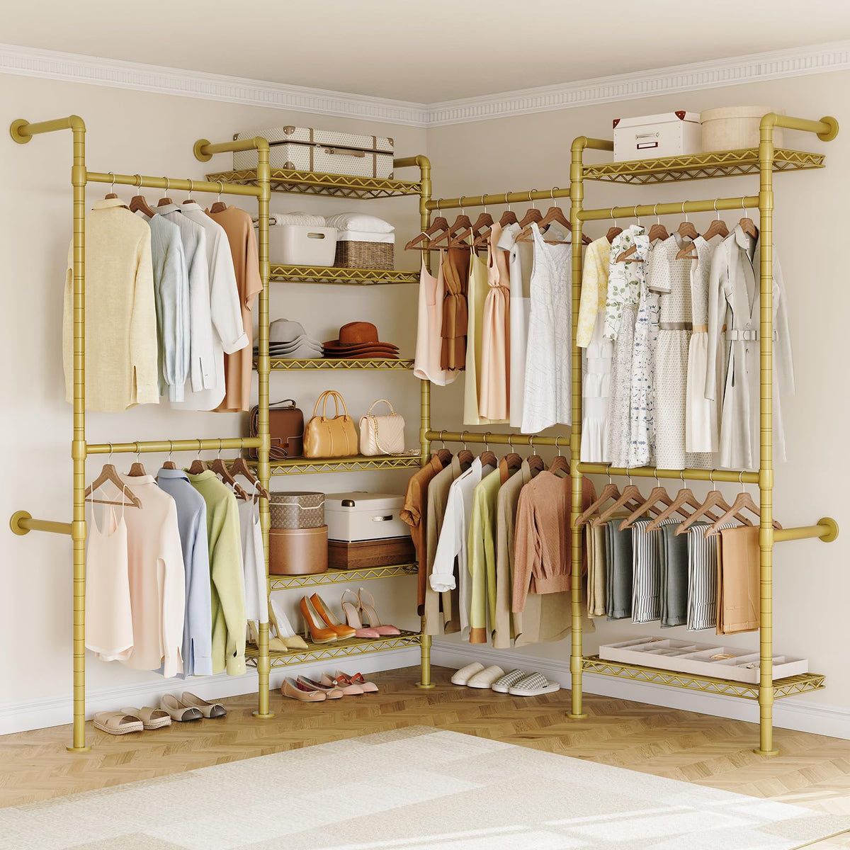 L4 Wall Mounted Heavy Duty Corner Industrial Pipe Clothing Rack