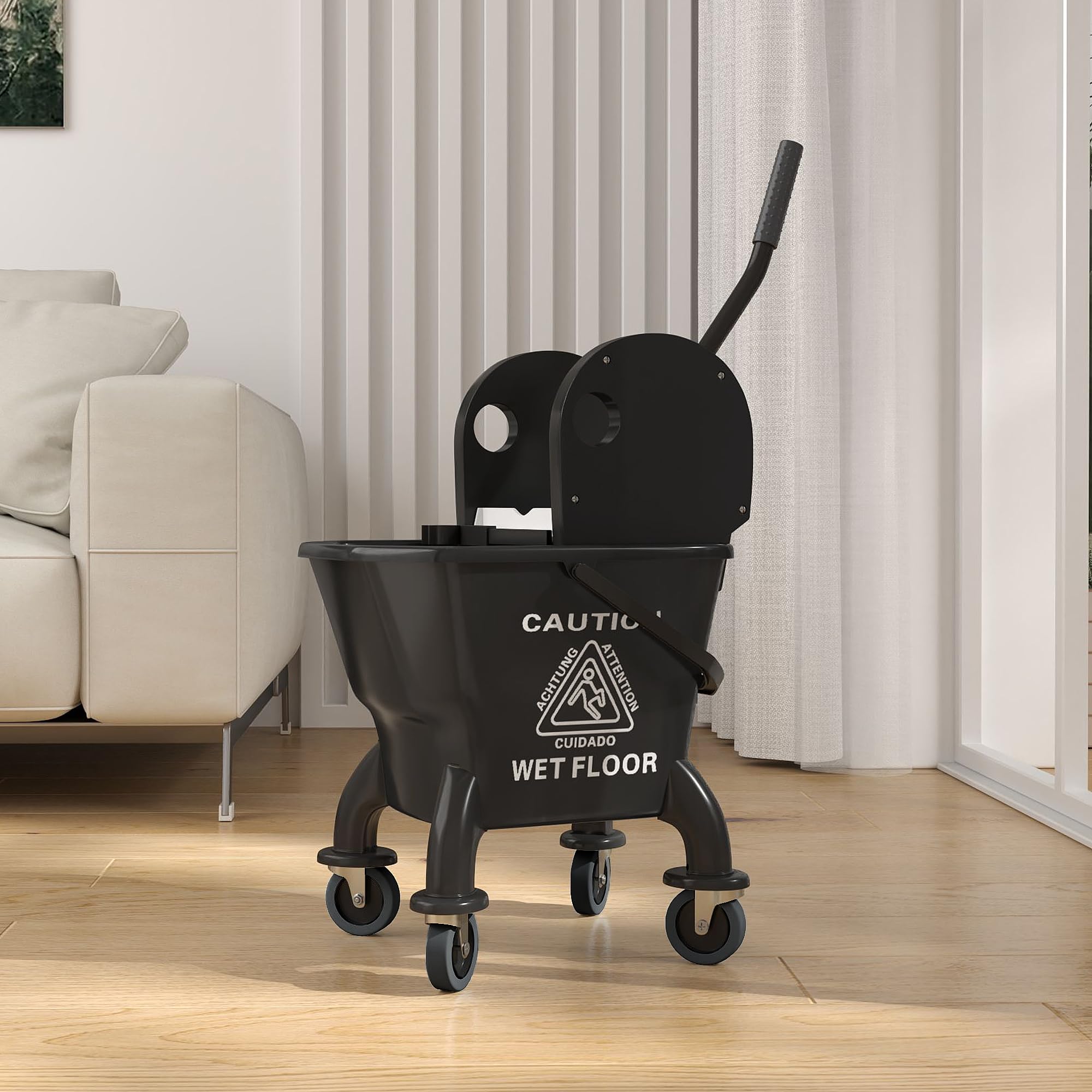 Mop Bucket with Wringer on Wheels