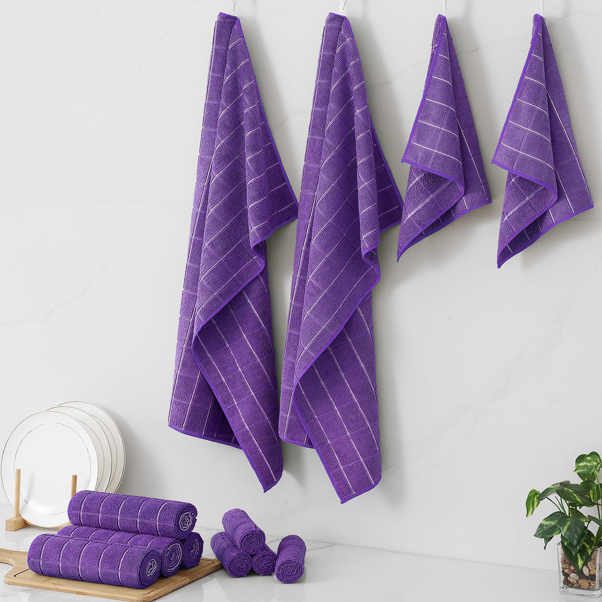 Microfiber Kitchen Towels and Dishcloths Sets (12 Count)