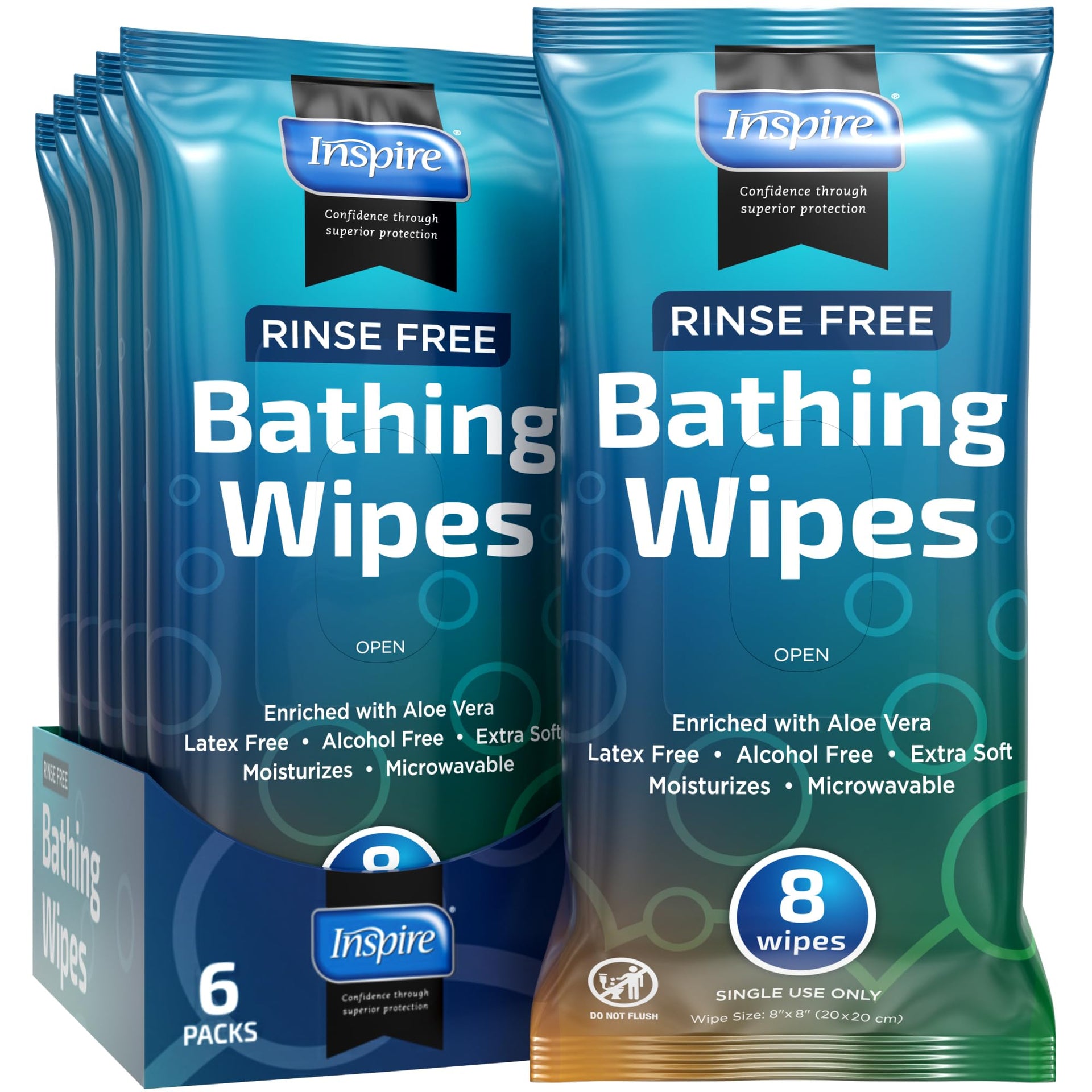 Body Wipes for adults bathing rinse free (80 Count)