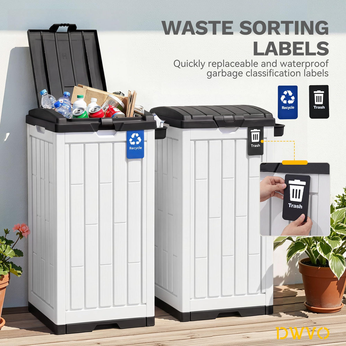 38 Gallon Resin Outdoor Trash Can Set of 2