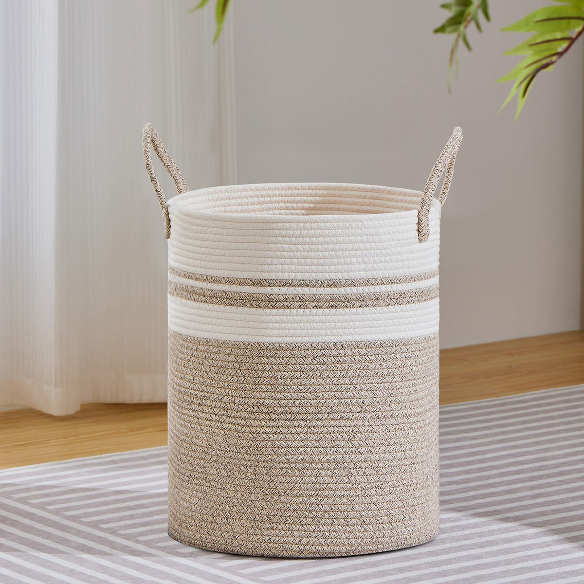 53L Tall Woven Laundry Basket Hamper