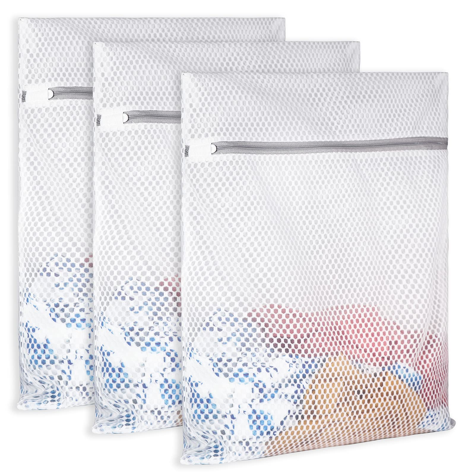 Extra Large Honeycomb Mesh Laundry Bag125gsm Net Fabric Durable and Reusable Delicate Wash Bag (3 Count)